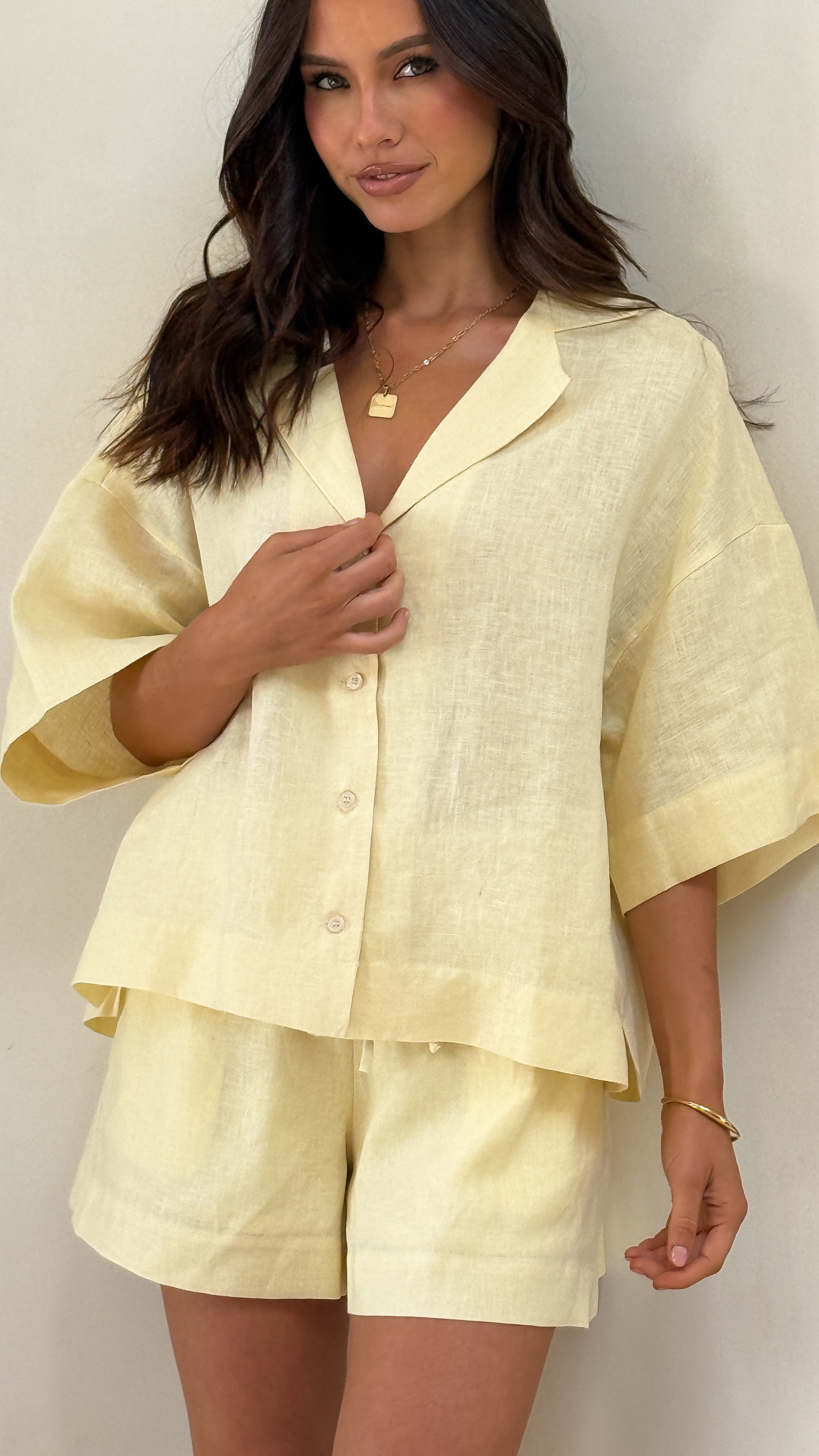 Luna Button Up Shirt for Women - Stylish Yellow Casual Blouse for Office, Dating & Everyday Wear