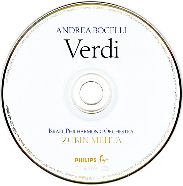 Andrea Bocelli Verdi CD Album - Opera & Classical Music for Relaxation, Gifts & Home Listening