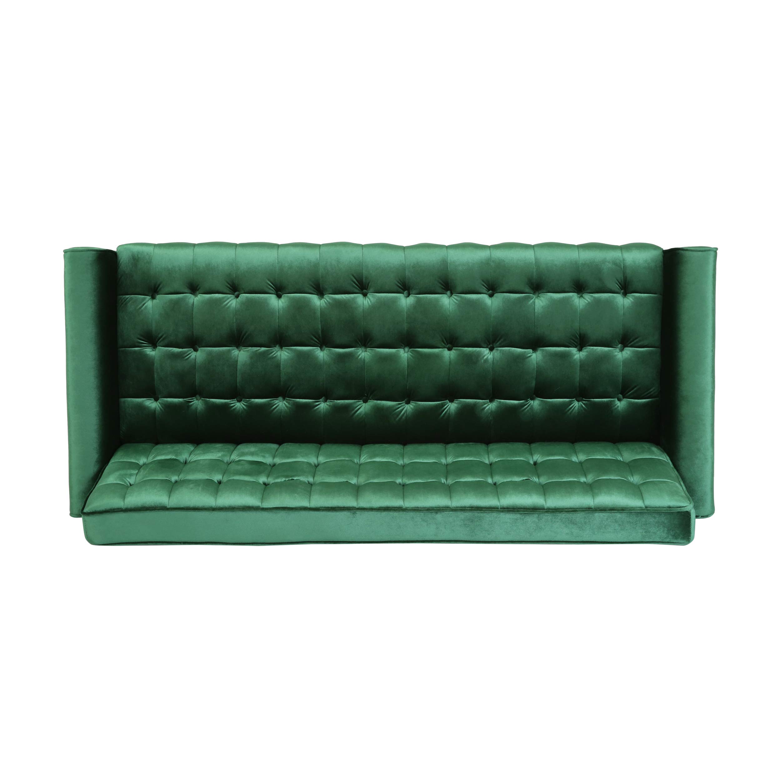 Christopher Knight Home Adan Tufted Velvet Sofa with Tipped Tapered Legs in Emerald Green & Gold Finish - Perfect for Living Room, Lounge & Luxury Home Decor