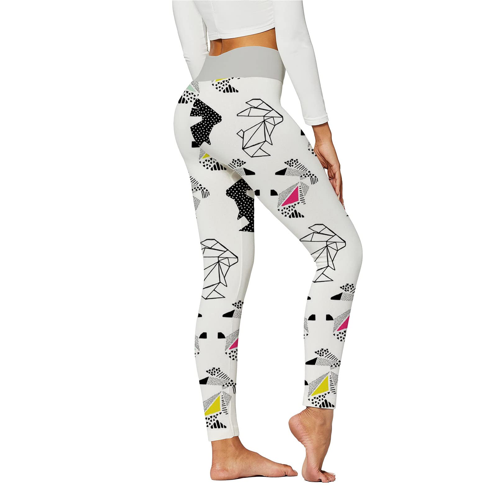 XIAOBU Women's High Waist Yoga Pants - Butt Lifting Running Leggings with Easter Egg Print for Workout & Gym | Skinny Fit Stretchy Tights for Yoga, Fitness & Daily Wear