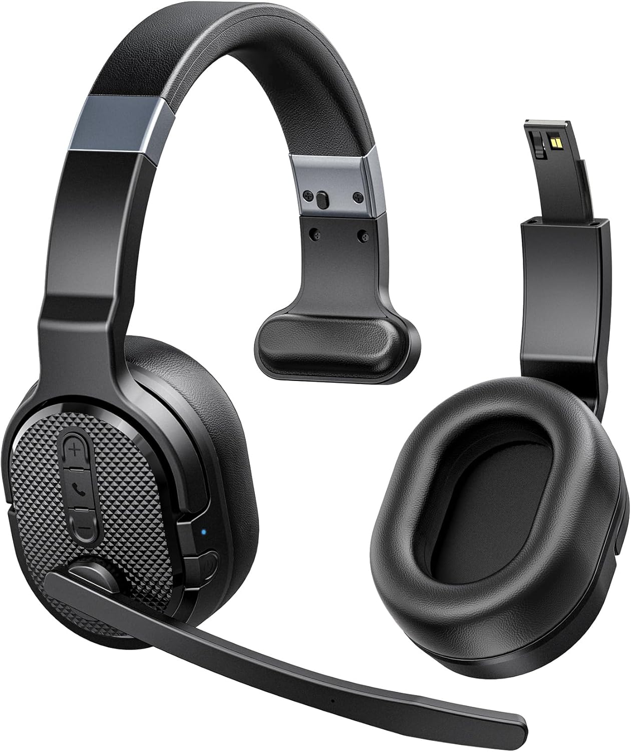 Mpow Bluetooth Headset for Truckers - Noise Cancelling Microphone, 50H HD Talktime Wireless Headset with Detachable Earpad, Single/Dual Mode - All Day Comfort for Drivers, Office & Home Use - Perfect for Long Haul Trucking, Business Calls & Remote Work