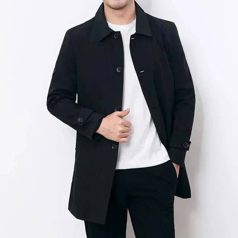 Classic Single Breasted Men's Trench Coat - Waterproof Long Coat for Men | Formal & Casual Wear | Perfect for Office, Dating & Outdoor Activities