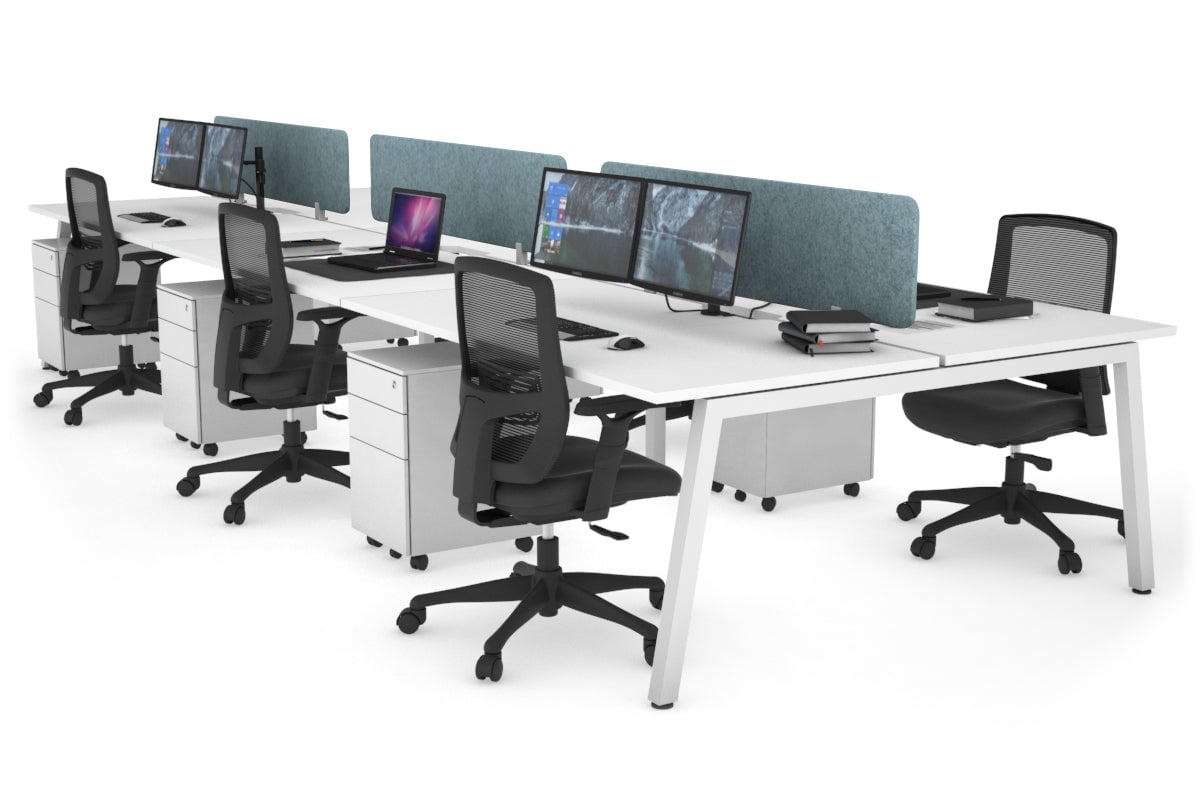Quadro 6-Person Office Workstation Desk - 1400L x 800W with Cable Management - Perfect for Team Collaboration & Open Office Spaces