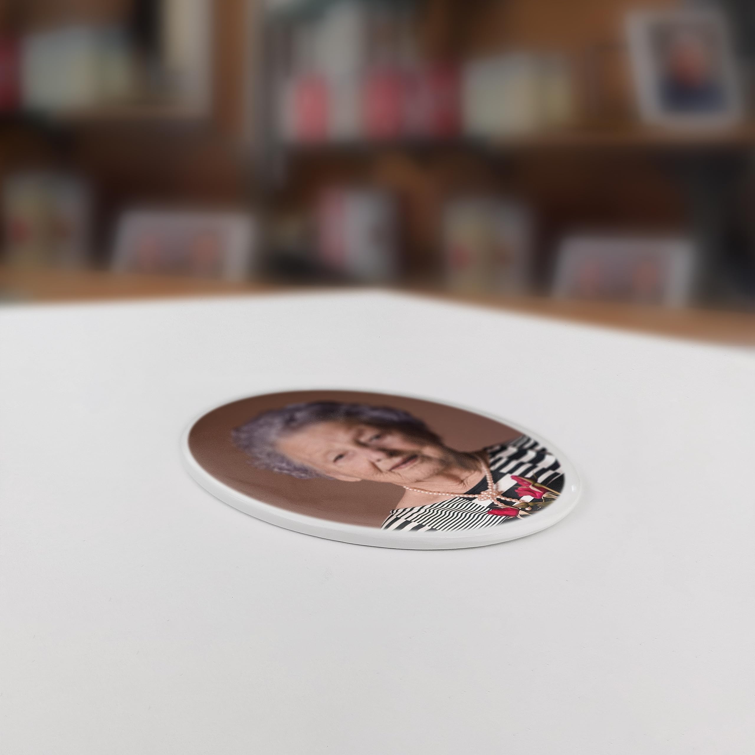 Personalized Ceramic Porcelain Oval Plaque for Headstones - Memorial Photo Plaque (5.12
