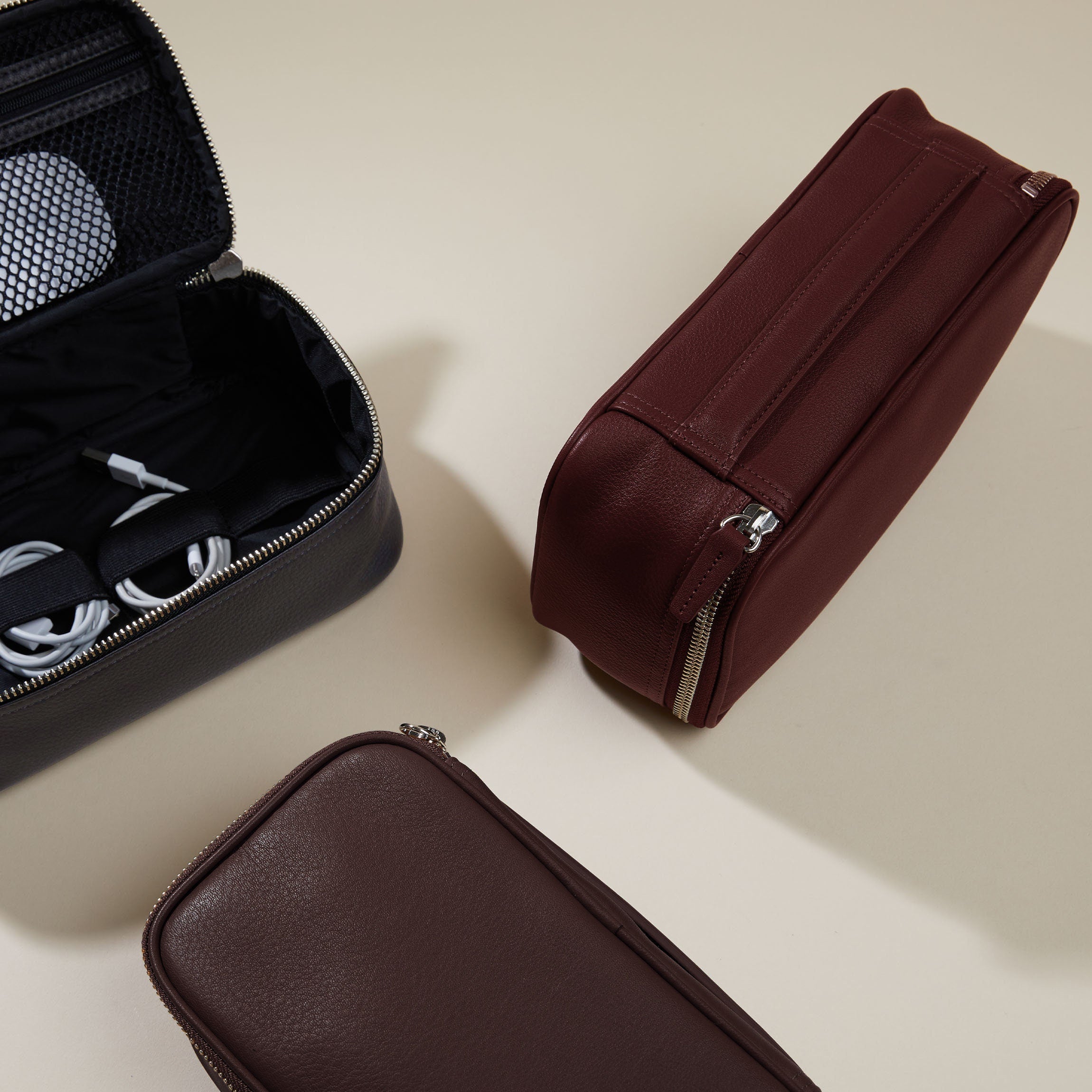 Medium Tech Bag Organizer Brown - Premium Electronic Accessories Storage Pouch for Laptops, Tablets & Cables - Perfect for Office, Travel & Daily Commute