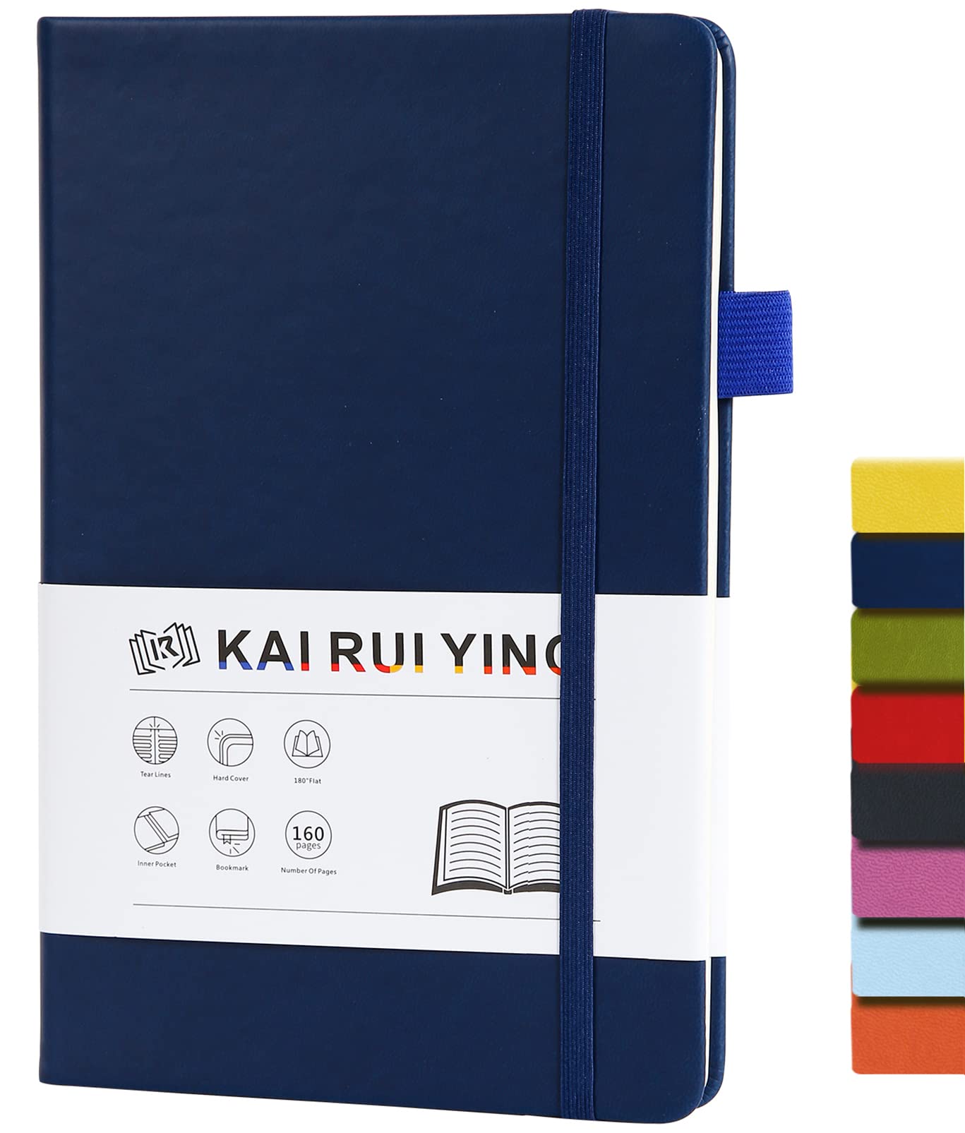 Premium A5 Hardcover Notebook with Pen Holder - 100gsm Thick Lined Paper, College Ruled Journal for School & Work, Inner Pocket, 5.7