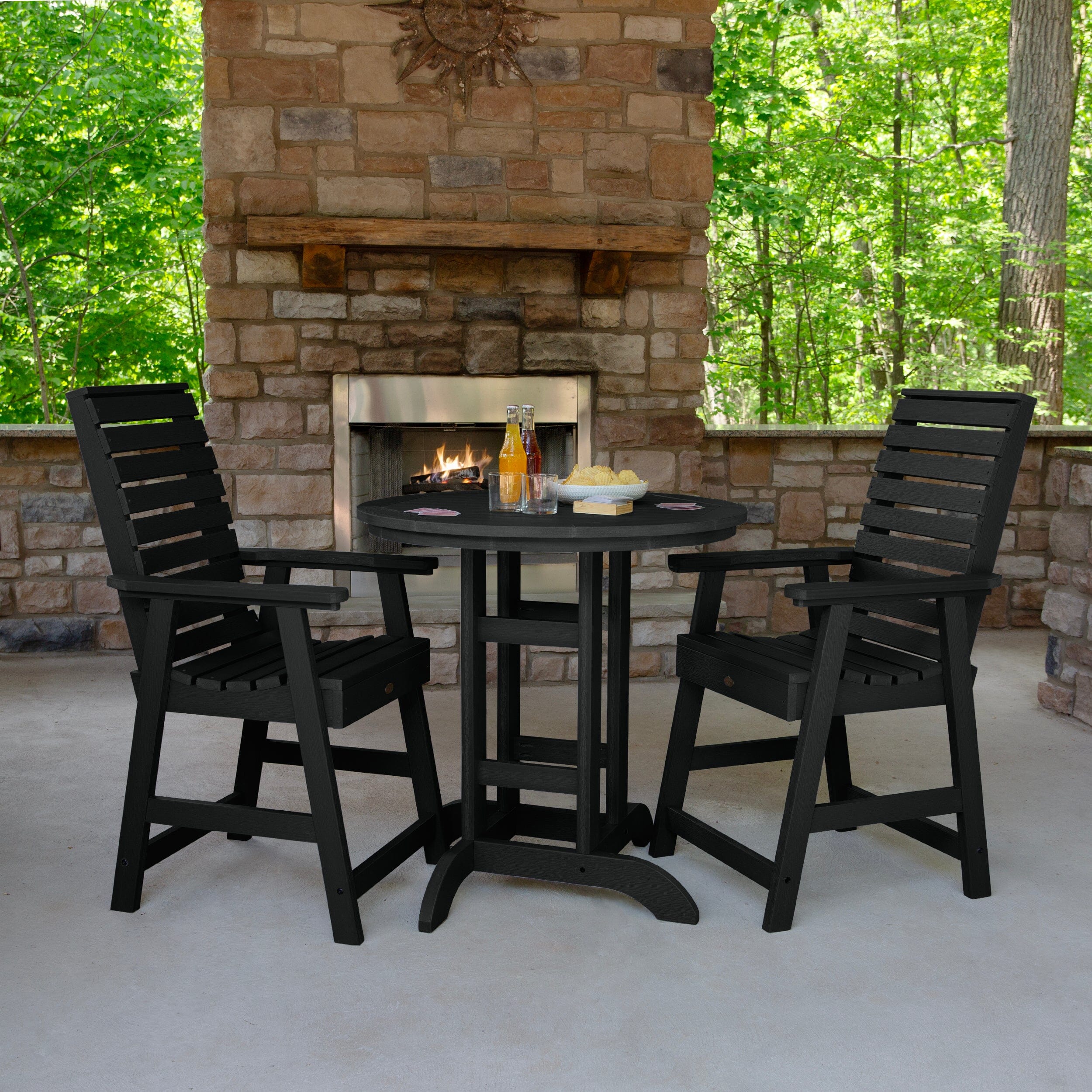 Weatherly 3-Piece 36-Inch Round Counter Height Dining Set - Perfect for Small Spaces, Breakfast Nooks & Outdoor Patios