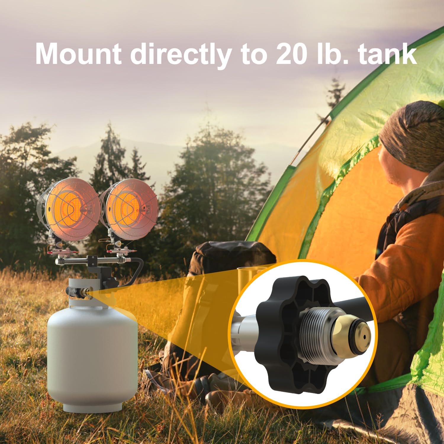 GASLAND PH02S 30,000 BTU Double Burner Propane Tank Top Heater - Portable Outdoor Gas Heater for Camping, Garage, Porch, Backyard & Sports Events - Perfect for Patio Parties, Tailgating & Winter Heating