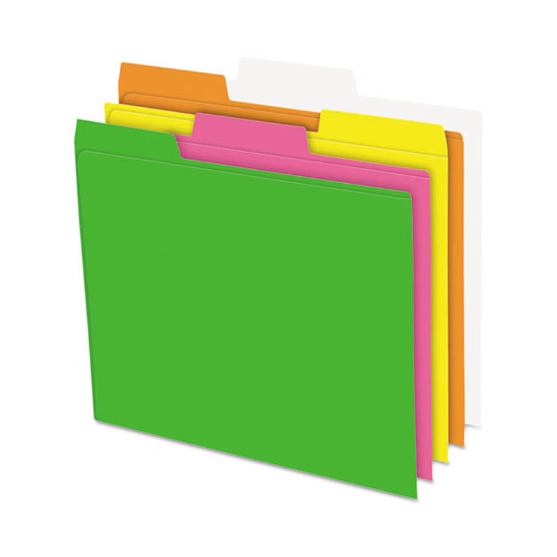 Glow Top Tab File Folders - 24 Pack, 3rd Cut, Assorted Neon Colors for Office, School & Home Organization | Durable & Vibrant Filing Solution