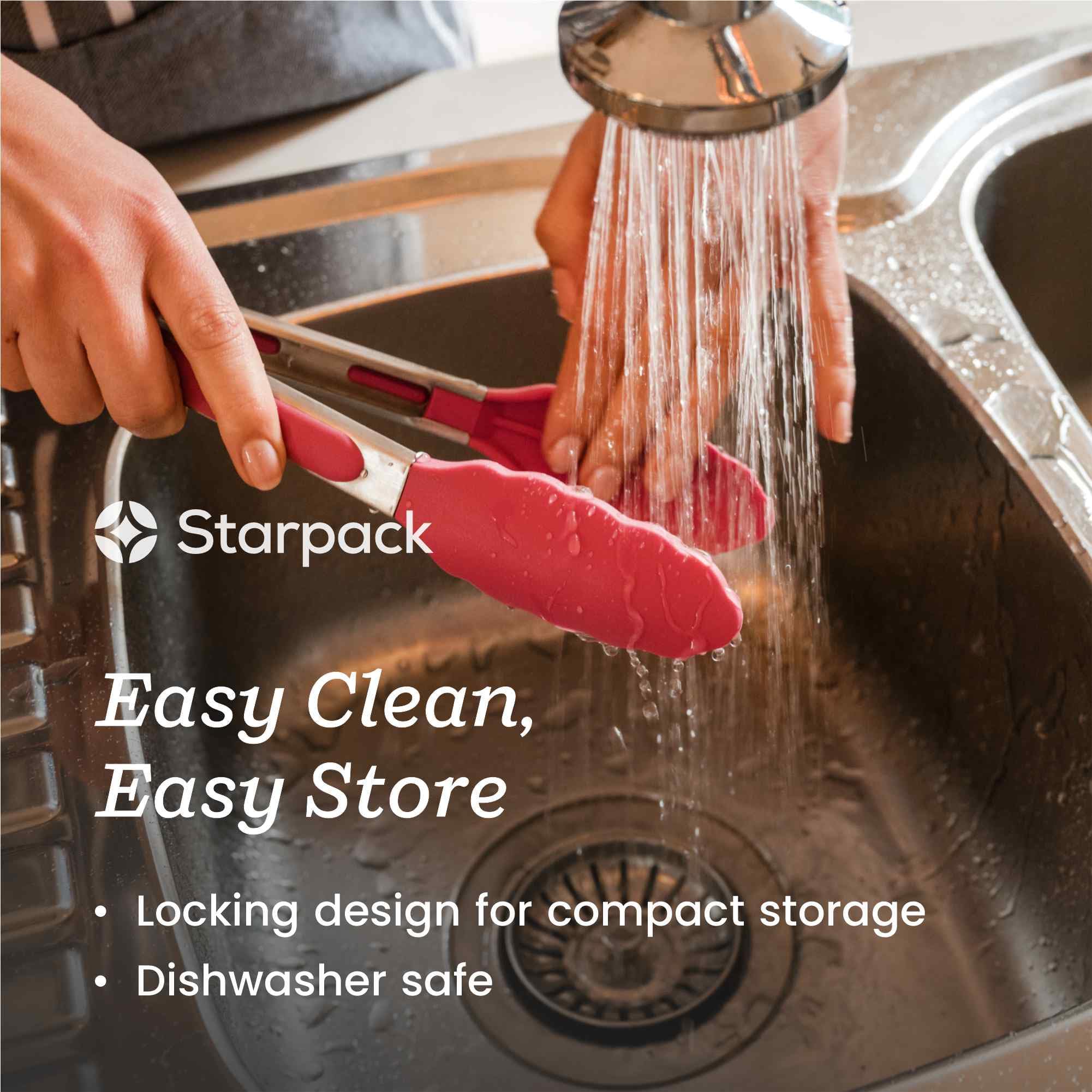 Starpack Heat Resistant Silicone Kitchen Tongs (2Pcs) - 600°F Safe BBQ Grill Tongs with Non-Slip Grip & Stainless Steel Core - 9