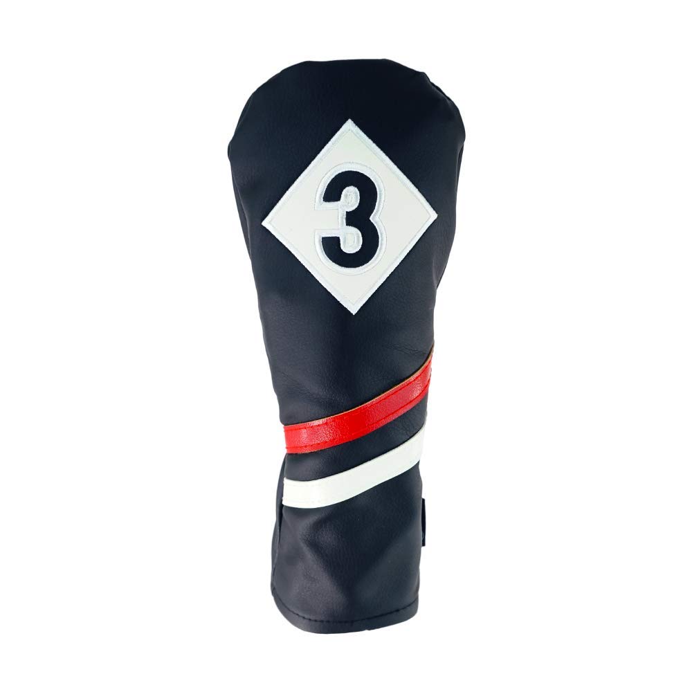 Ram Golf Premium Vintage Style PU Leather Headcovers - Retro Black for Golf Clubs, Ideal for Course Play and Club Protection