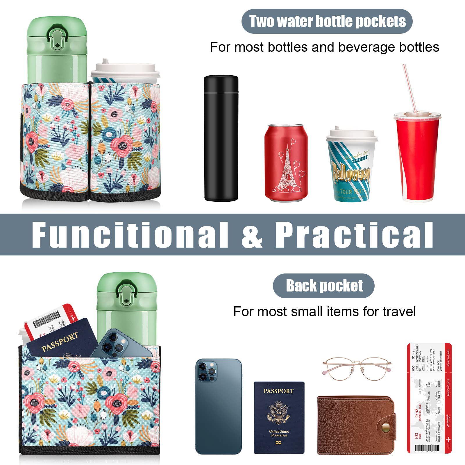 ACdream Luggage Cup Holder - Portable Suitcase Drink Carrier for Travel | Hands-Free Water & Coffee Caddy Attachment | Perfect Flight Attendant Gift & Airplane Travel Accessory | Ideal for Airport, Commuting & Daily Use