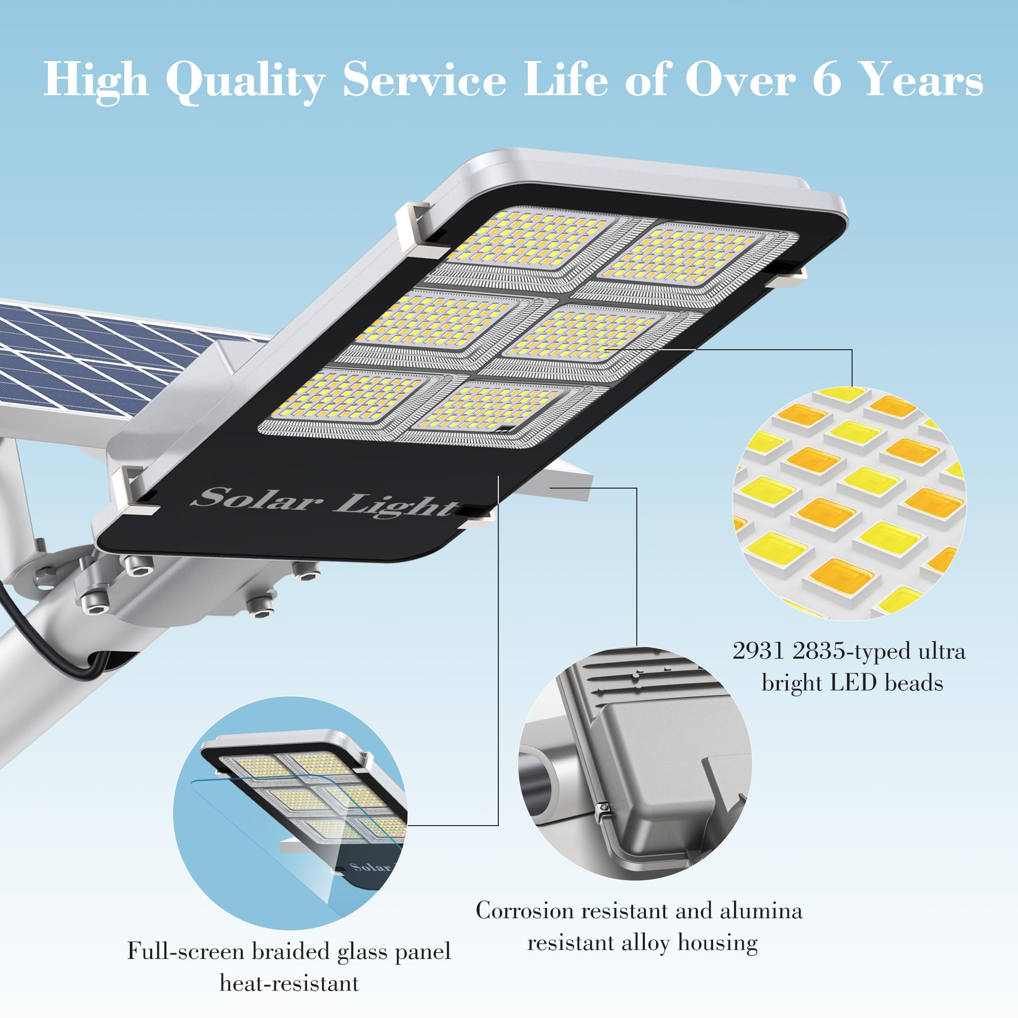 6000W Solar Street Lights Outdoor Waterproof - 2 Pack Commercial LED Solar Parking Lot Lights with Dusk to Dawn Sensor & Remote Control for Driveway, Yard, Garden, Pathways (Perfect for Home Security & Energy Saving)