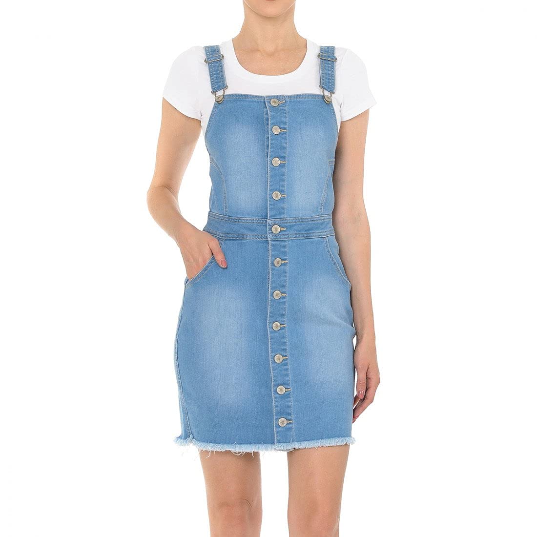 JTB Wax Women's Juniors Cute Denim Overall Shorts Skirt - Trendy Fashion for Casual Outings, Summer Festivals & Everyday Wear