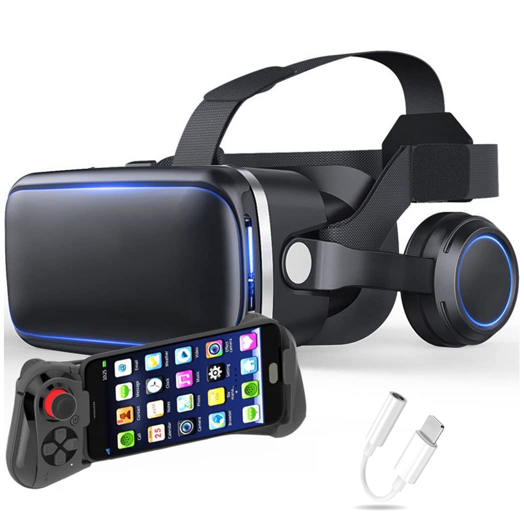 Lunette 3D VR Headset with Bluetooth Controller - Virtual Reality Glasses Compatible with iPhone 13 Pro Max/13 Pro/13/12/11, Samsung Galaxy S21, Huawei, Xiaomi Series - Immersive Gaming & Movie Experience (Color: C, Size: iOS)