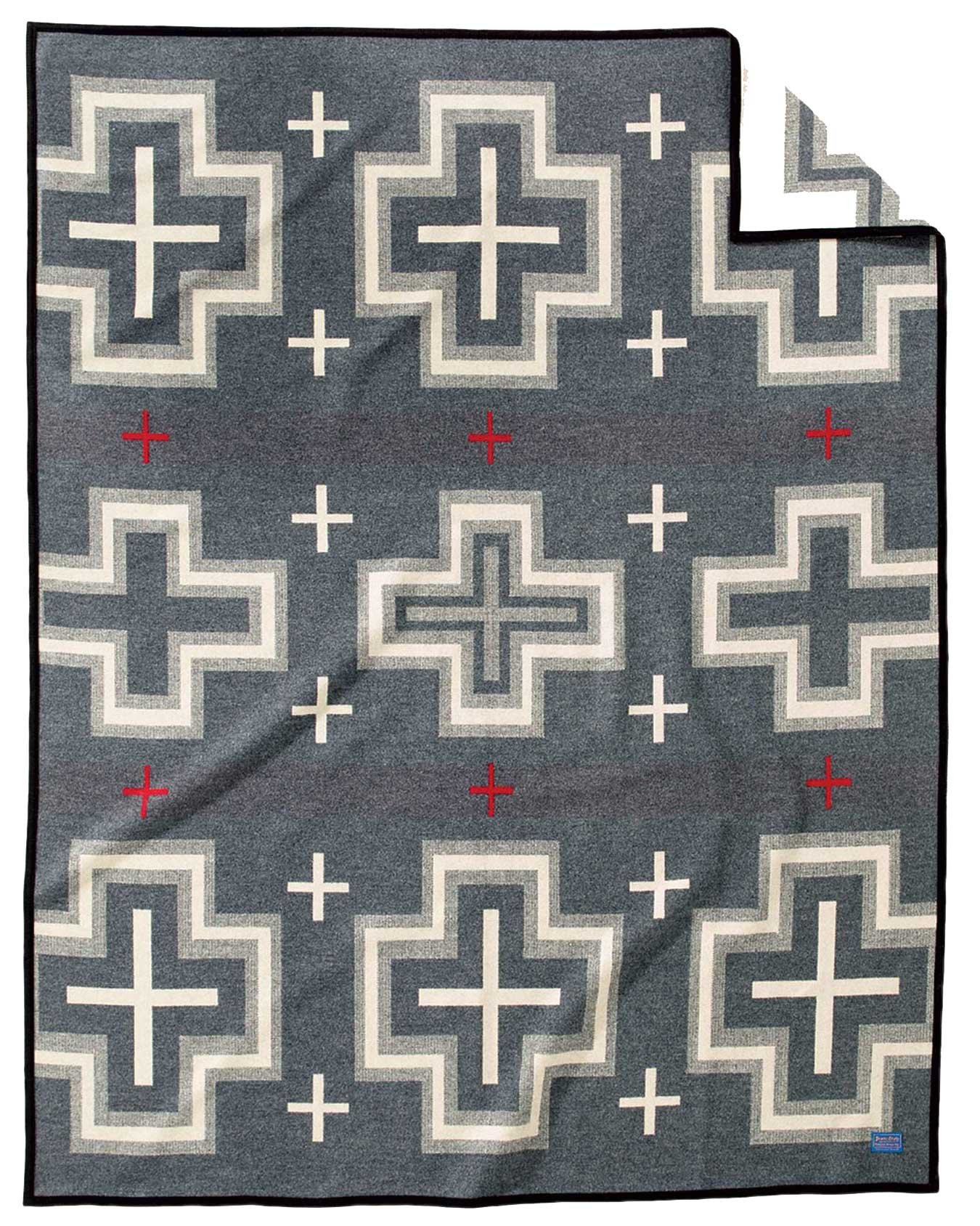 PENDLETON San Miguel Warm Wool Patterned Throw Blanket - Grey Queen Size Blanket for Sofa, Bed & Couch - Cozy Winter Home Decor Gift