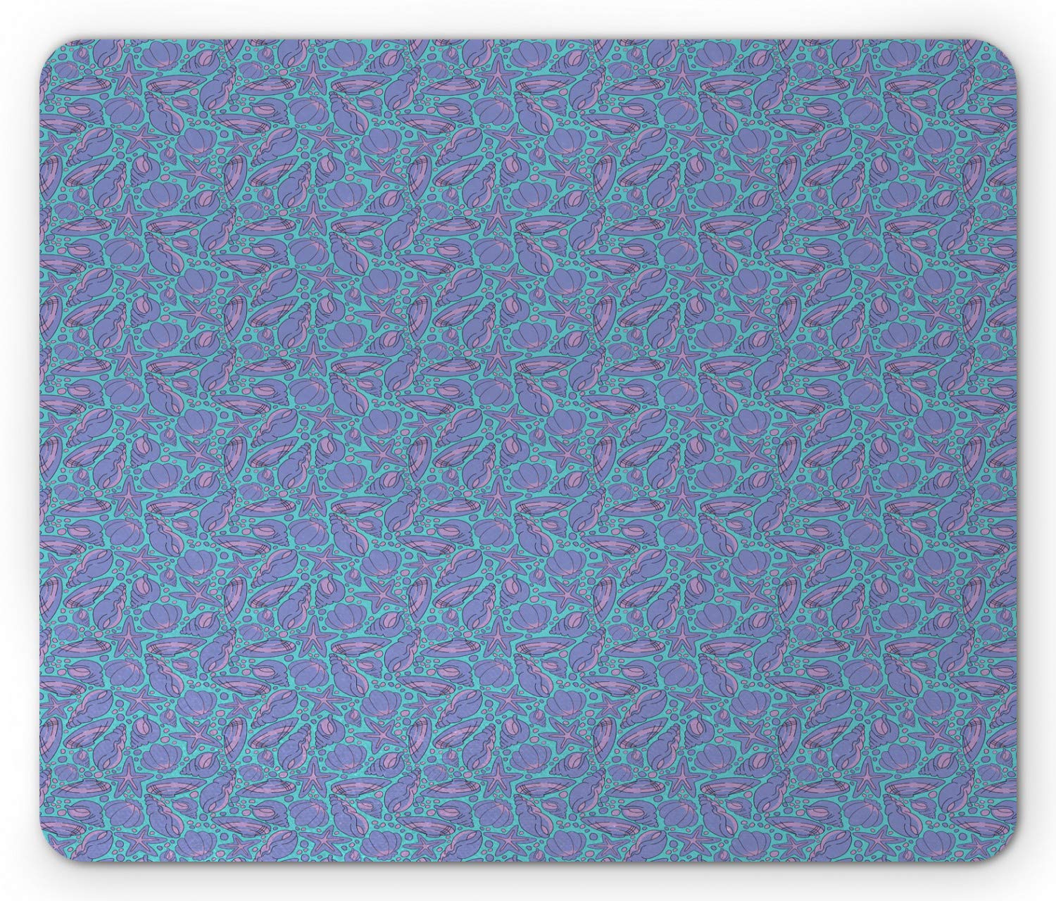 Ambesonne Non-Slip Rubber Mouse Pad with Underwater Theme - Seashells, Starfish, Oyster, Aquatic Animals Design in Turquoise, Pink & Lavender | Standard Size Rectangle Mousepad for Office, Gaming & Computer Workstations