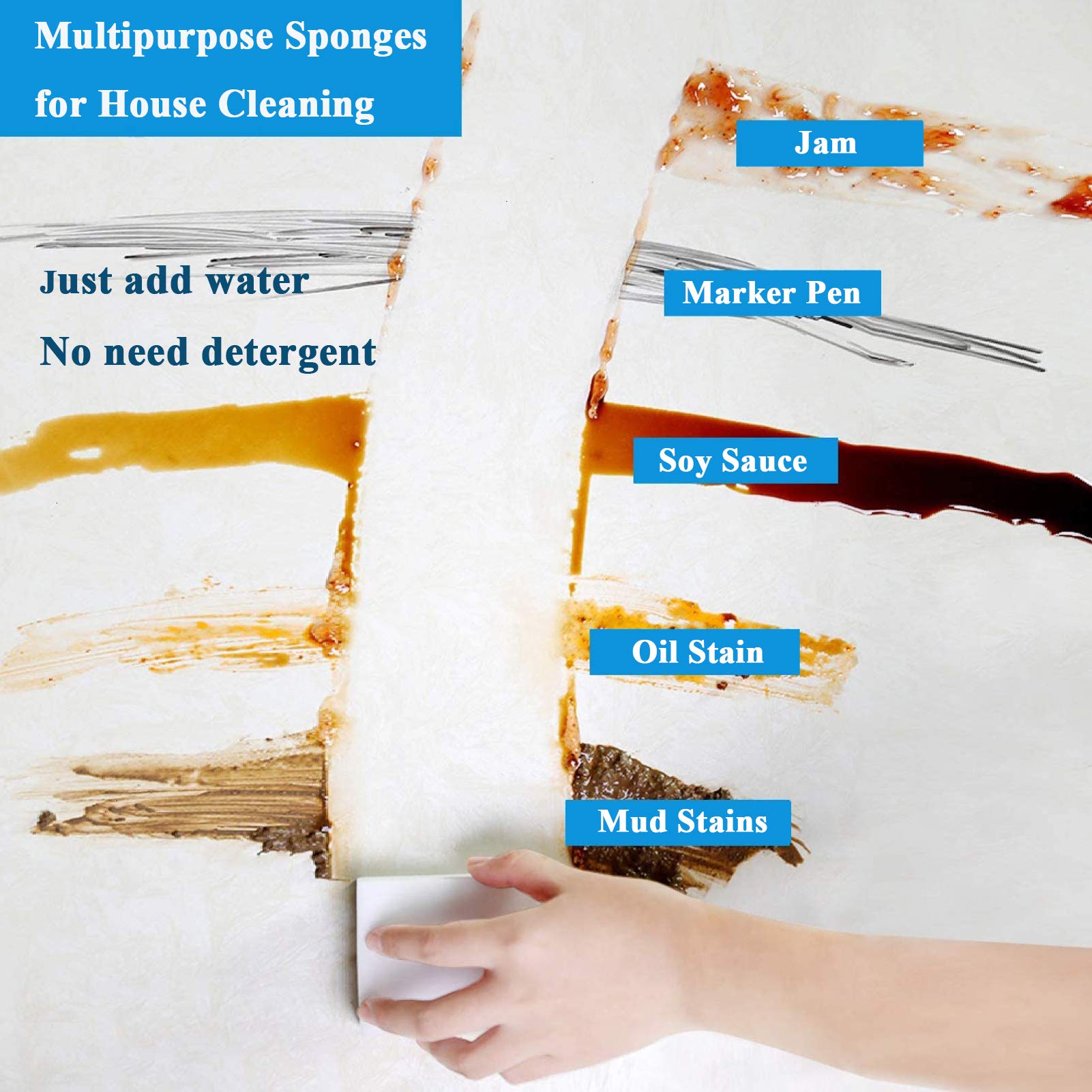 100 Pack Premium Magic Cleaning Sponges - Heavy Duty Melamine Foam Eraser Pads for Kitchen, Bathroom, Furniture & Floors | Multi-Purpose Scrub Sponges for Tough Stains | Perfect for Household Cleaning, Dishwashing & Wall Maintenance