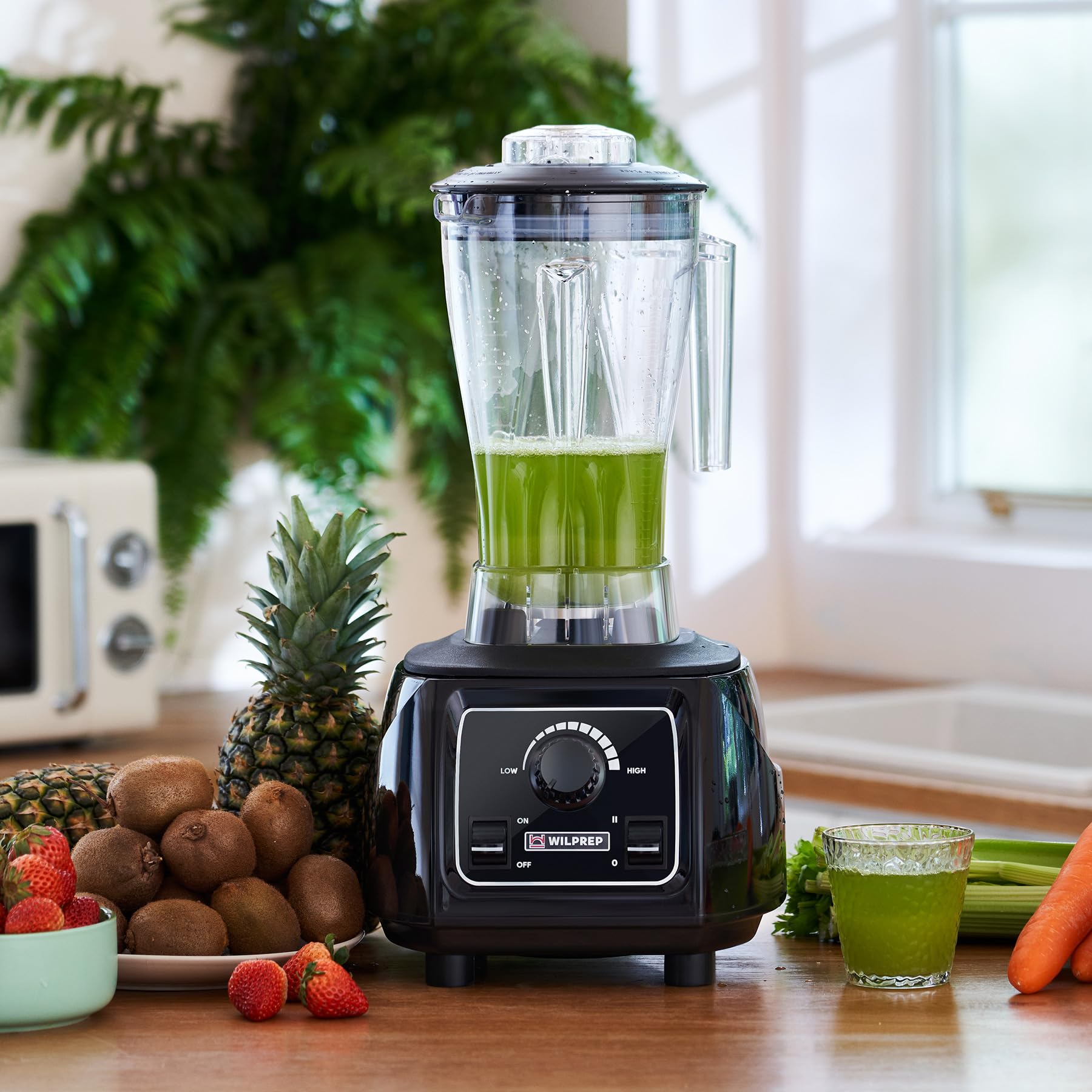 **2 HP Commercial Blender - Stepless Speed Control & Toggle Switch - 64 fl oz BPA-Free Tritan Jar - Perfect for Smoothies, Shakes & Frozen Drinks - Black - ETL & NSF Certified - Ideal for Restaurants, Cafes & Juice Bars**