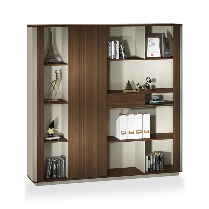200cm ANDERSON Display Unit in Hazelnut & Beige - Modern Bookshelf for Living Room, Bedroom & Office Storage