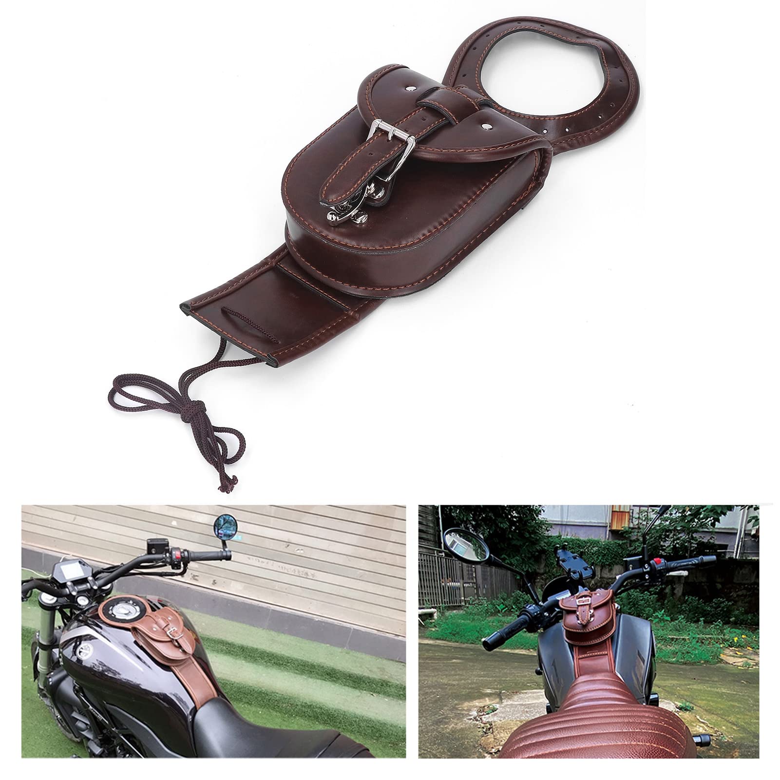 OUKENS Waterproof Motorcycle Tank Bag - Genuine Leather Brown Vest Bag for Benelli Leoncino 500 BJ500 | Perfect for Commuting, Touring & Adventure Riding