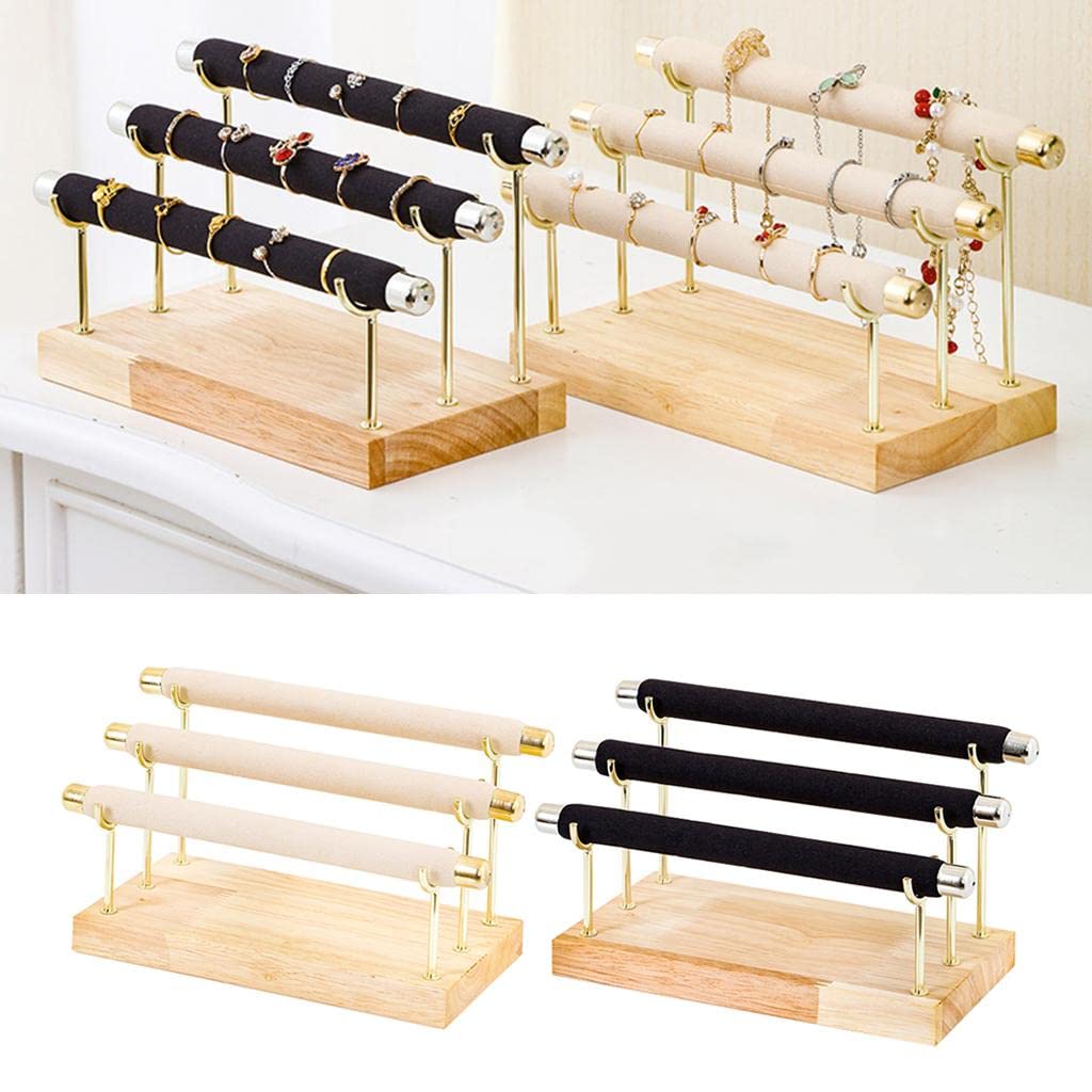 Yiju Velvet Bracelet Holder Jewelry Organizer - Detachable Bracelet Stand for Necklaces & Watches - Black Velvet Jewelry Display for Dresser, Vanity & Travel (Black)