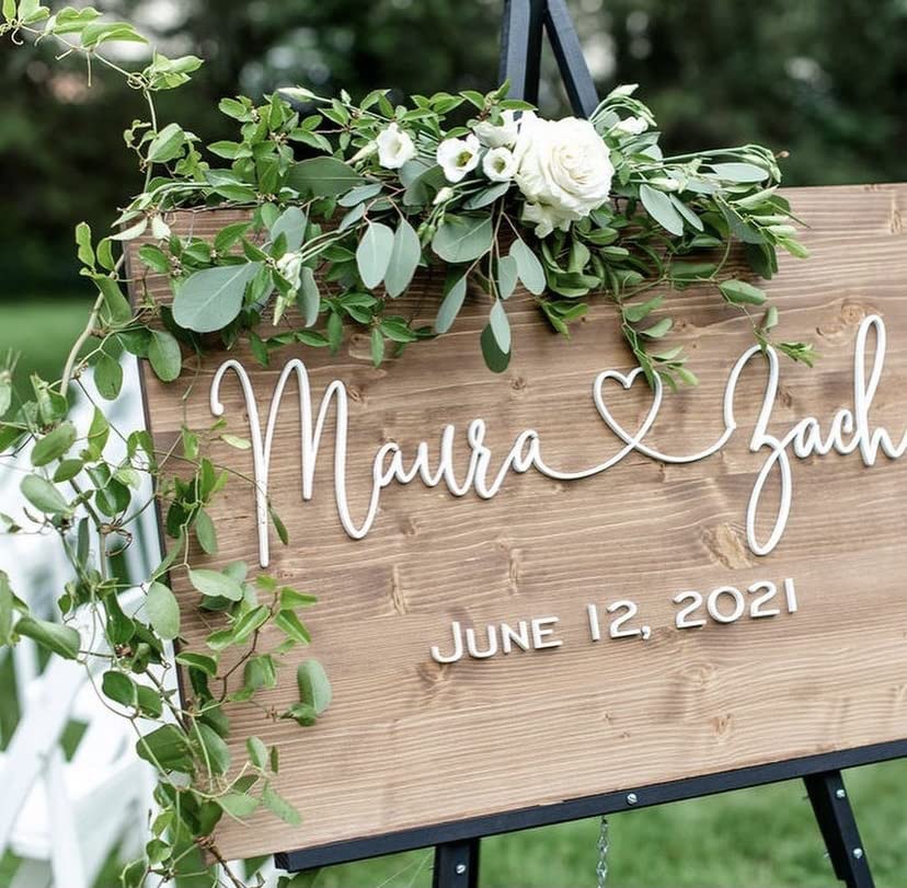Custom 3D Wooden Wedding Welcome Sign - 12x18 Inches Black & Gold Lettering - Perfect for Wedding Receptions, Bridal Showers & Anniversary Decor