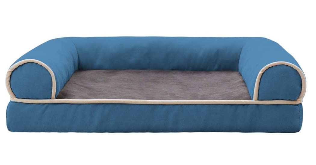 **Orthopedic Large Dog Bed with Memory Foam & Soft Sherpa Cover - Washable, All-Season Comfort for Medium to Big Dogs - Perfect for Crates, Living Rooms & Bedrooms (Small, Blue)**