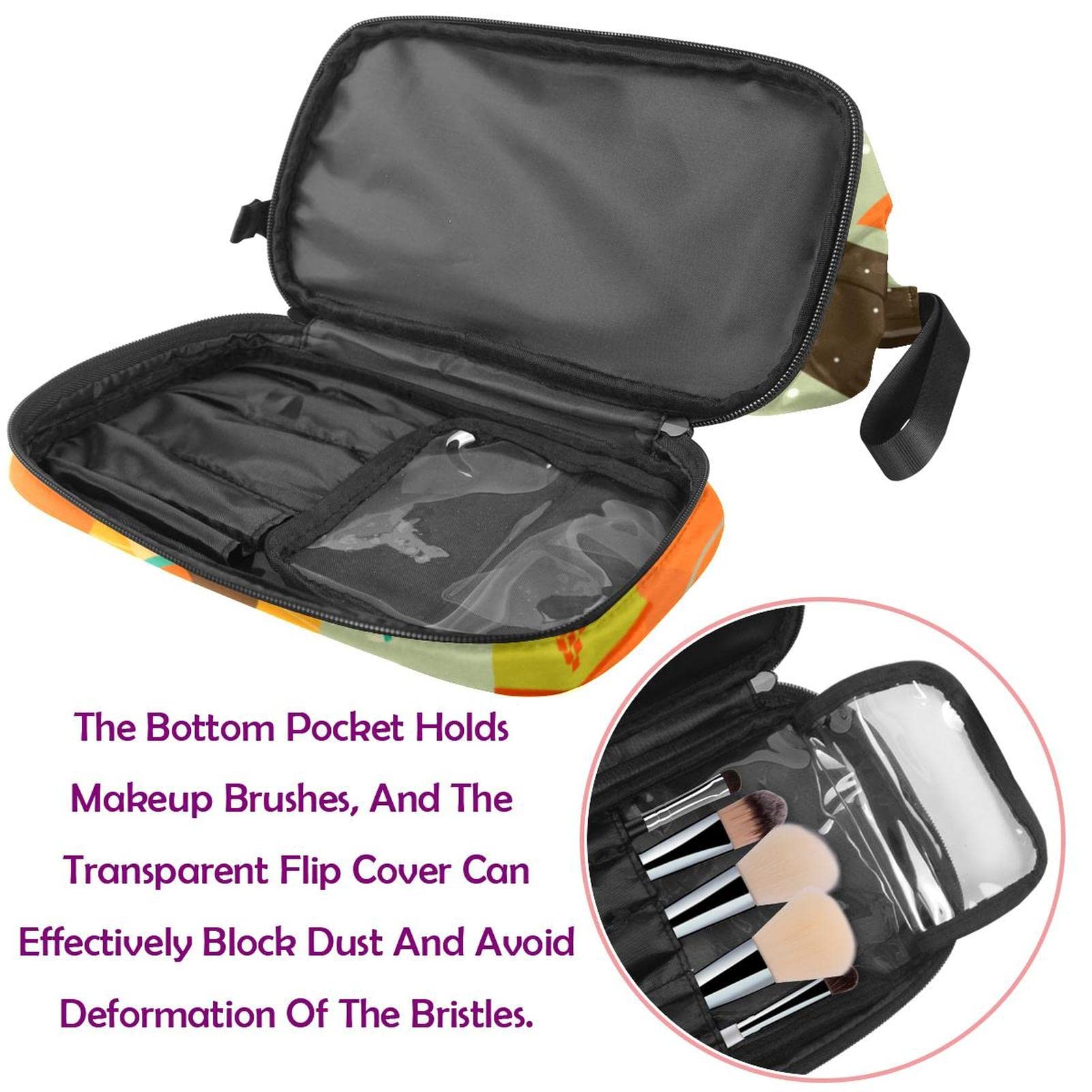 Large Makeup Bag for Women - Travel Cosmetic Organizer with Christmas Fox Bird Design, Waterproof Toiletry Pouch - Perfect for Vacation, Gym & Daily Essentials Storage