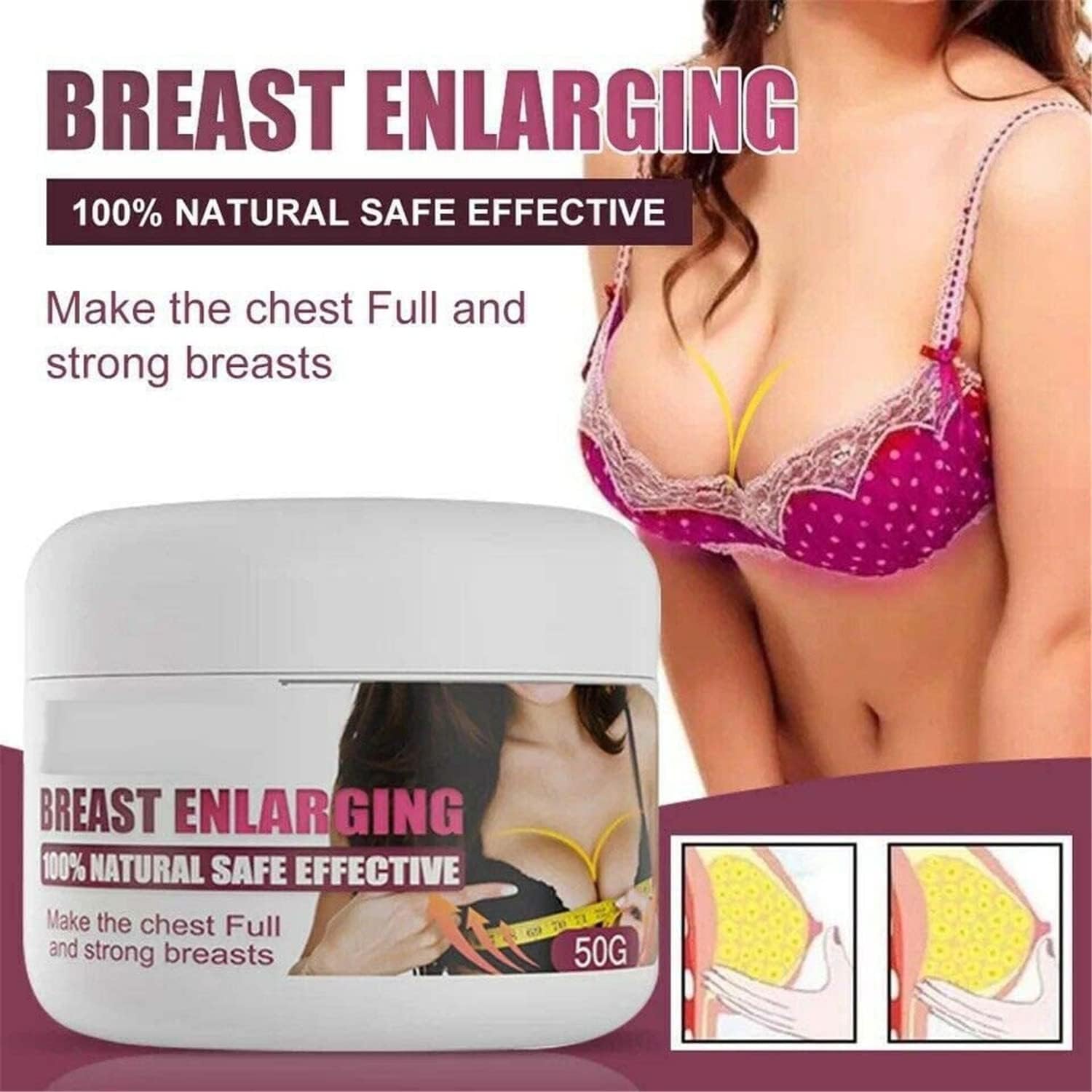 Natural Breast Enhancement Cream for Women - Firming & Lifting Massage Cream with Fast Growth Formula | Breast Enlargement & Hip Buttock Care Solution | Perfect for Daily Skincare Routine & Confidence Boost (1pc)