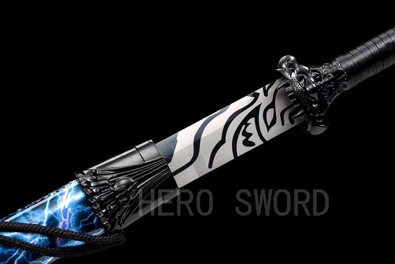 Assassin Five Six Seven Anime Replica Cosplay Katana - Shadow 柒 Japanese Samurai Sword with Blue Blade | Handmade 9260 Spring Steel | Perfect for Cosplay, Collectors & Martial Arts Training (#2)