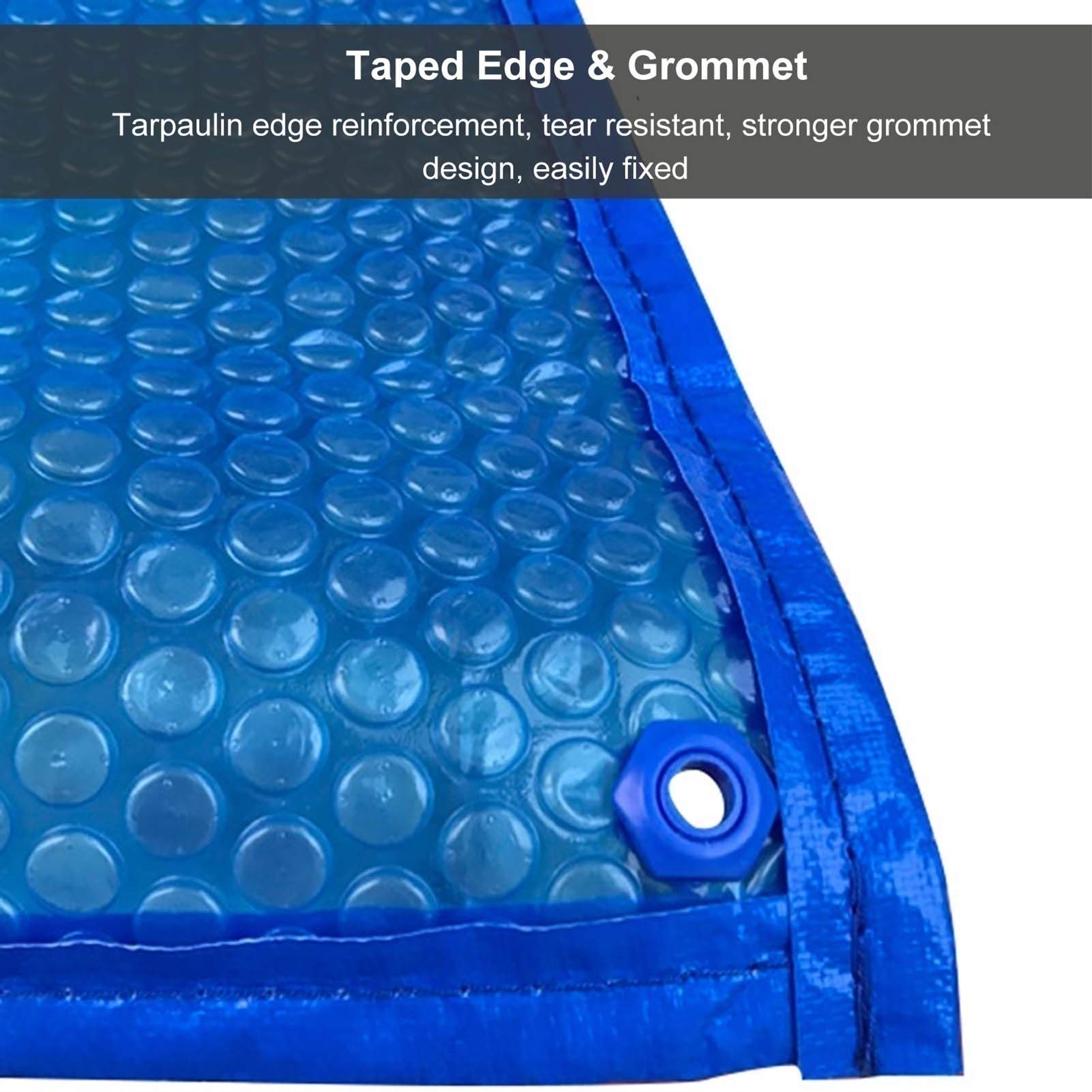 Heavy-Duty 400G/M² Solar Thermal Pool Cover - Rectangle Blue Tarpaulin for Above Ground & Frame Swimming Pools (4m x 4m/13ft×13ft) - Summer Protection & Heat Retention Solution