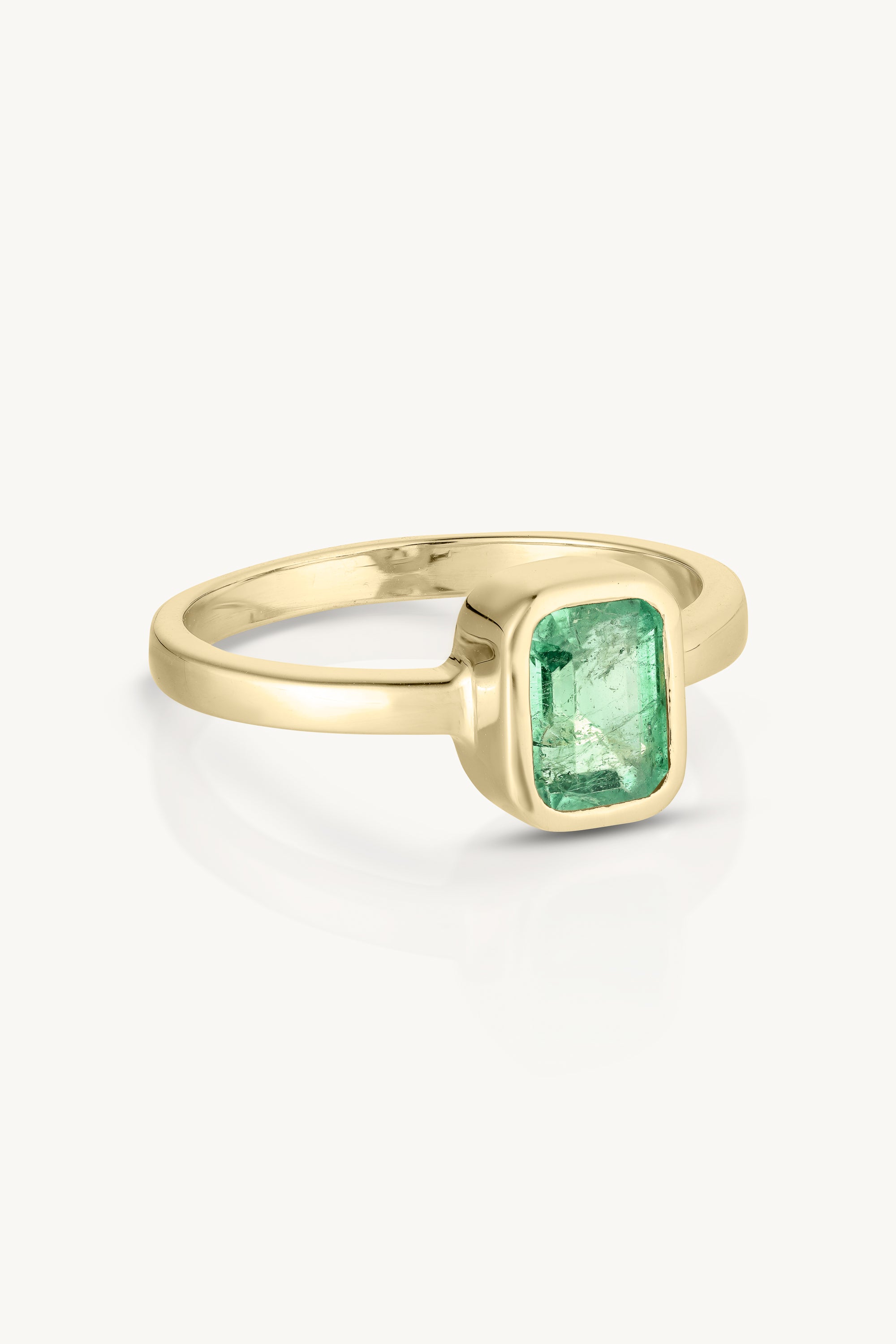 14K Yellow Gold Emerald Baguette Ring - Elegant Stackable Band for Women | Perfect for Weddings, Anniversaries & Everyday Luxury Jewelry