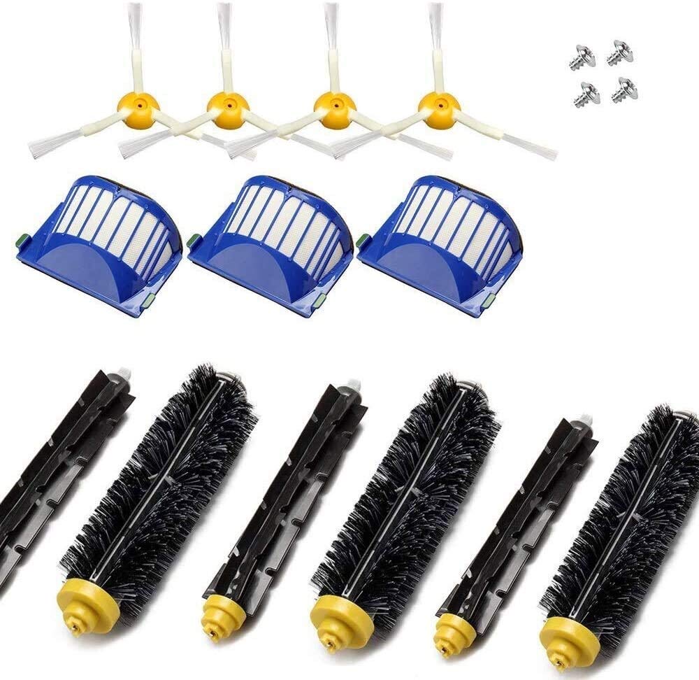 Original Replacement Main Brush, Side Brush & HEPA Filters for Cecotec Conga 1390/1290 Robot Vacuum Cleaner - White - Compatible Vacuum Cleaner Parts for Deep Cleaning & Pet Hair Removal