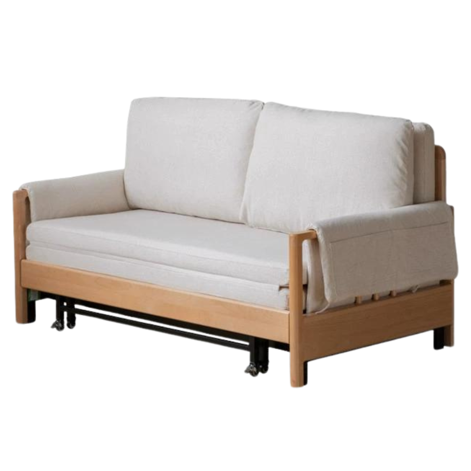 59.8x33.4x34.2 inch / 152x85x87cm / Natural wood  color / three-fold sofa bed (pear white)
