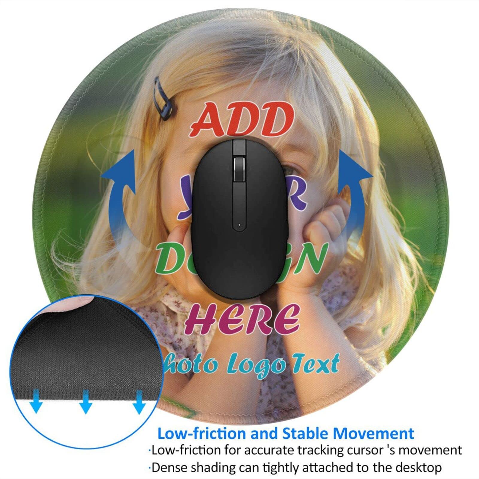 Custom 8 Inch Round Mouse Pad - Personalized Photo, Name & Text Mousepad for Computer, Laptop, Desk - Perfect for Gaming, Office & Home Workspace