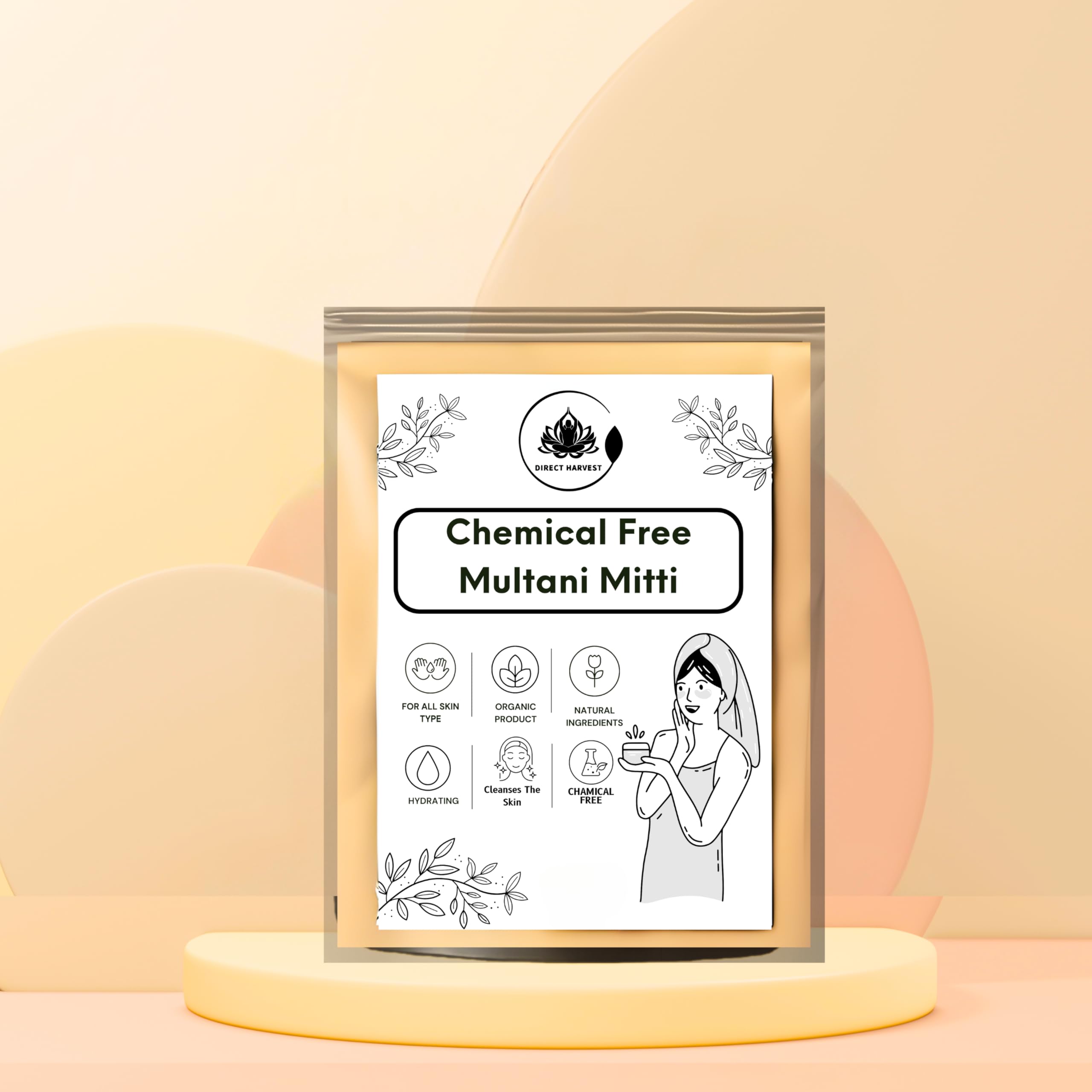 DirectHarvest Multani Mitti Powder 250g - Pure Fuller's Earth Clay for Face Mask & Skin Detox | Natural Bentonite Clay for Glowing Skin, Acne Treatment & Deep Cleansing | Perfect for DIY Spa, Facials & Beauty Routine