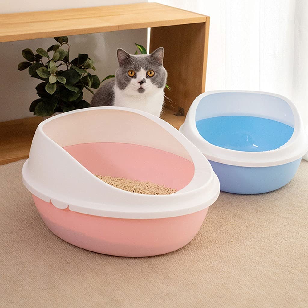 Premium Semi-Enclosed Cat Litter Box - Large Removable Space Easy Clean Cat Toilet with Scoop | Odor Control for Indoor Cats | Ideal for Small Apartments & Multi-Cat Homes (Pink)