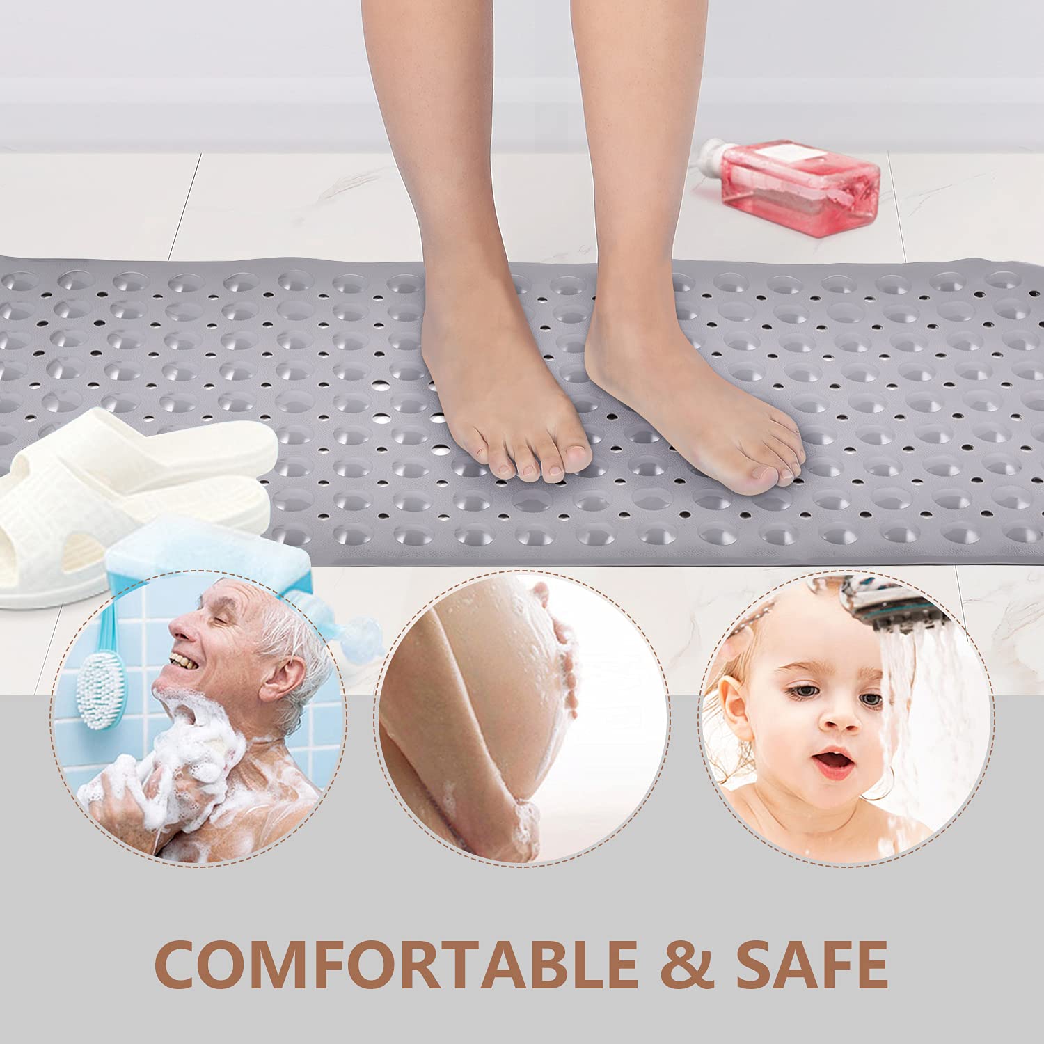 Non-Slip Extra Long Baby Bath Mat for Tub - 40