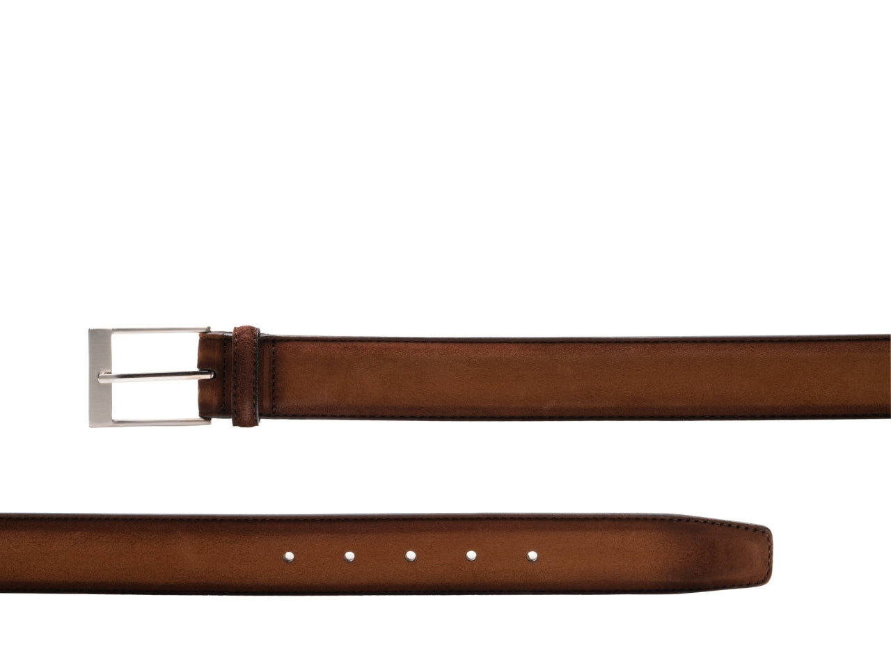 MAGNANNI COGNAC SUEDE LEATHER BELT for Men - Premium Genuine Suede Dress Belt with Classic Buckle - Perfect for Business, Office & Formal Occasions