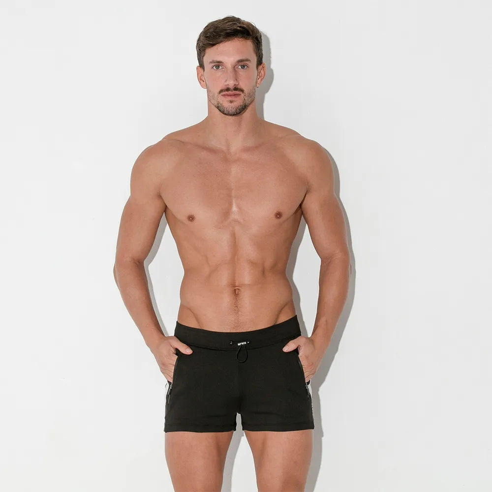 Code 22 Rush 2 Mini Short with Zipper Pockets - 9924 Black | Men's Athletic Running Shorts for Gym, Workout & Outdoor Activities