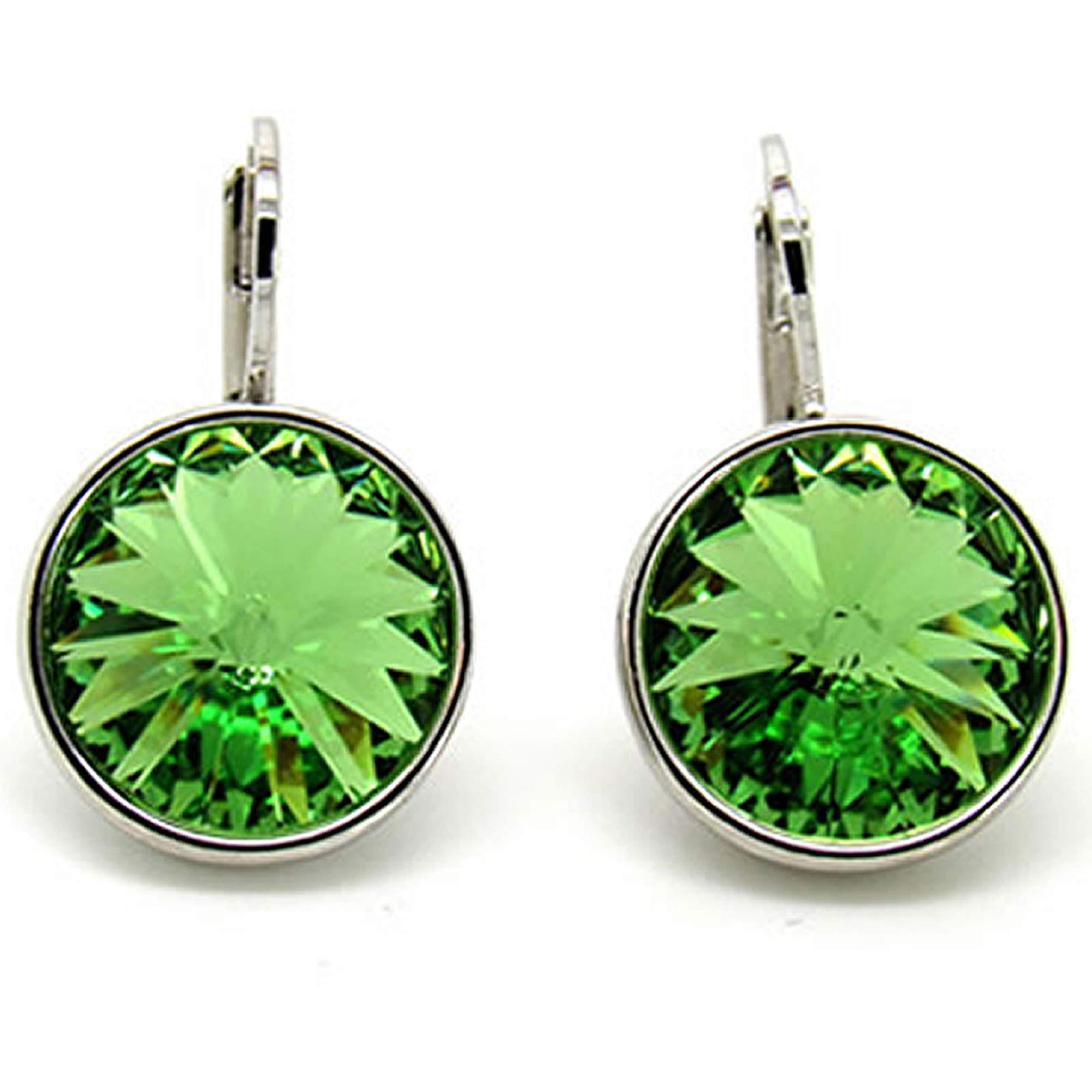 Swarovski Peridot Rhodium Earrings for Women - Elegant Party Jewelry
