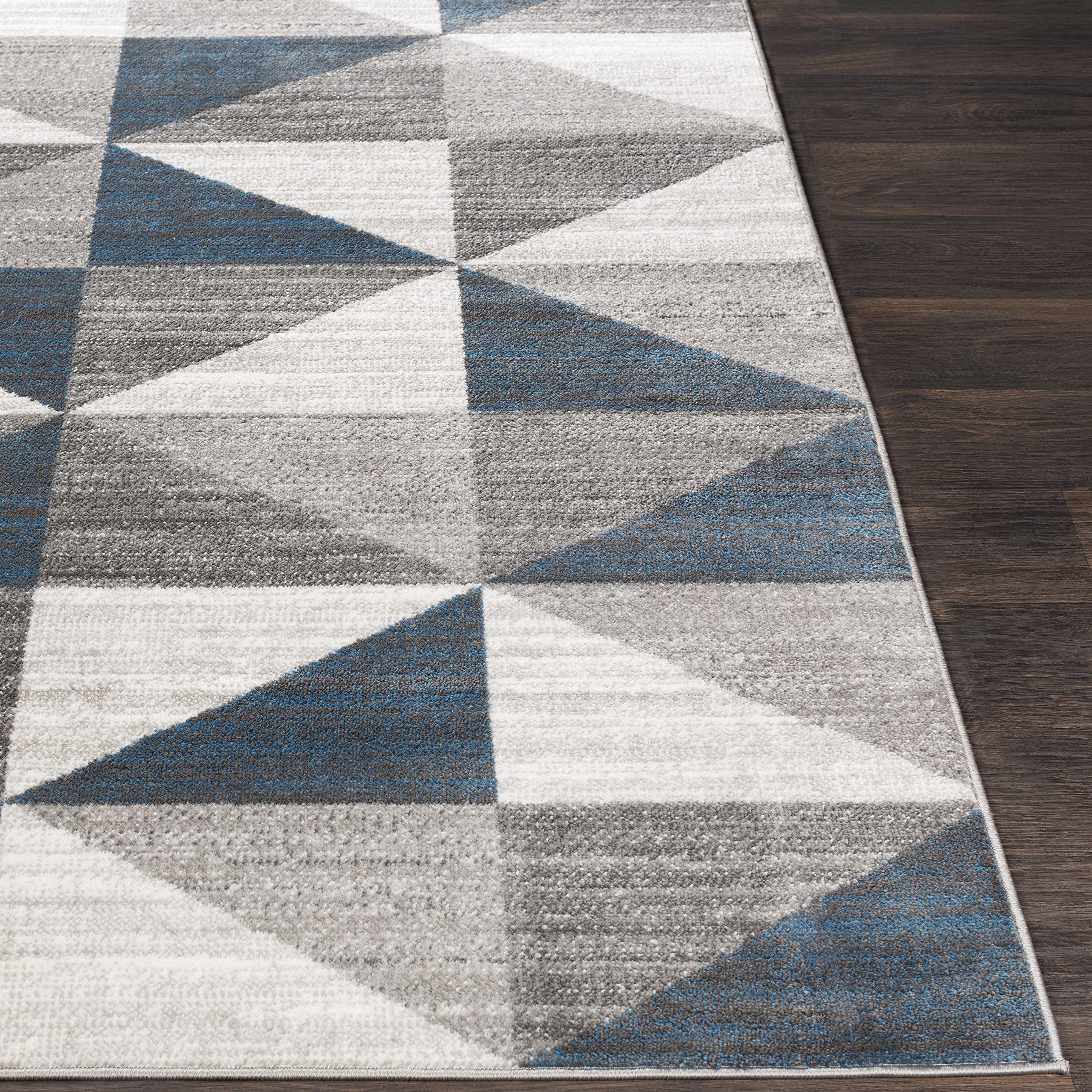 Mark&Day 5x5 Davidson Modern Sky Blue & Navy Square Area Rug - Soft Grey White Blue Carpet for Living Room, Bedroom, Kitchen - Perfect for Home Decor & Cozy Spaces (5'3