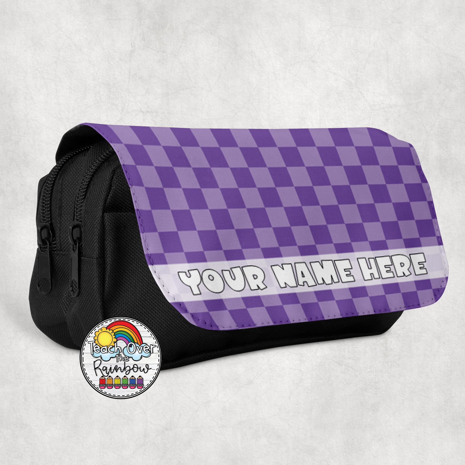 Stylish Plain Checkered Large Pencil Case - Perfect for School, Office & Art Supplies Organization