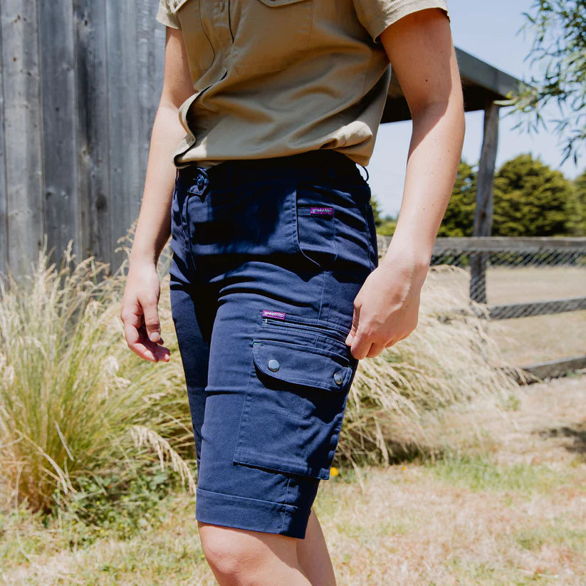 Women's Mid Rise Cargo Shorts - Comfortable Stretch Fabric for Outdoor Hiking, Travel & Casual Wear