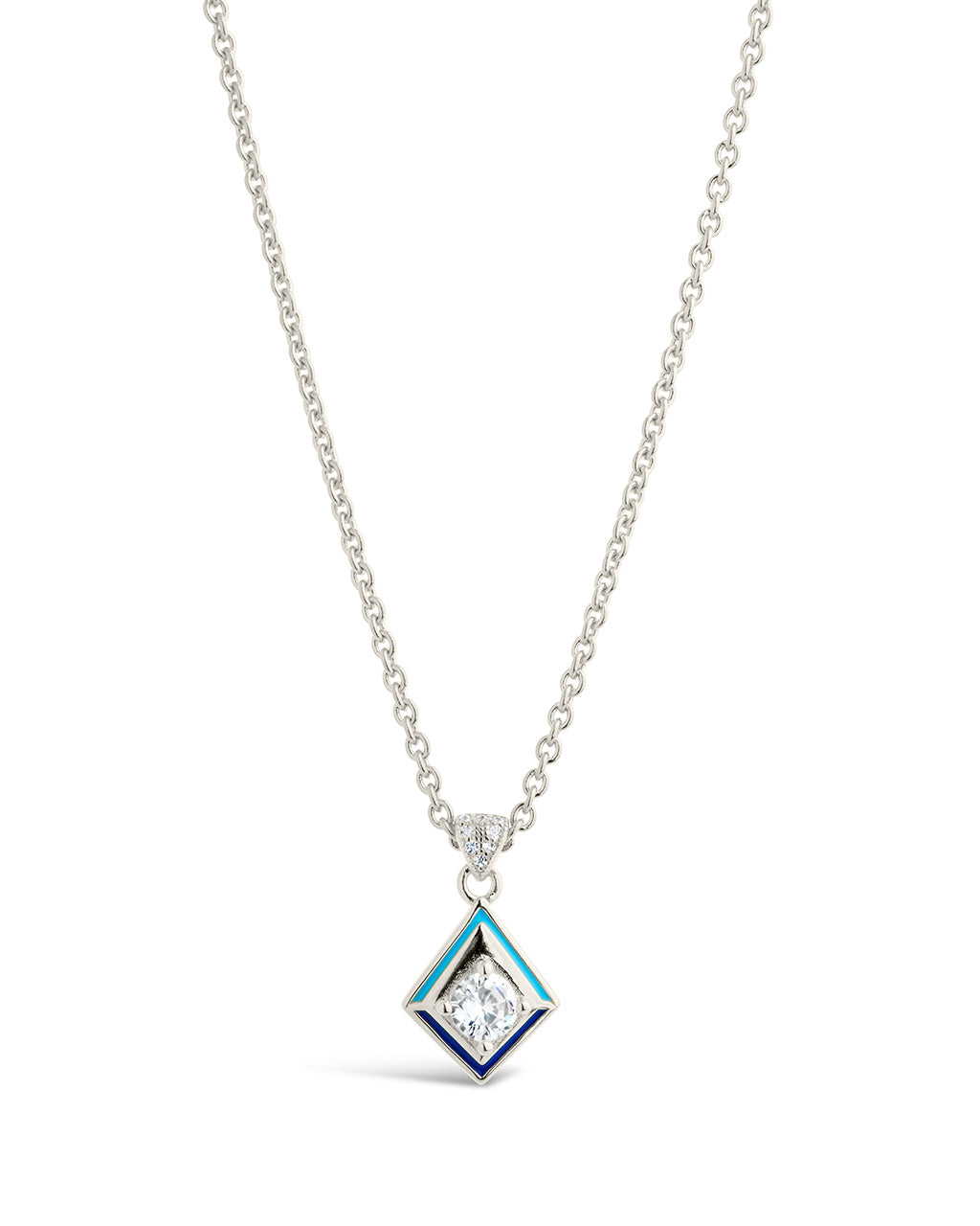 Azurine CZ & Enamel Pendant Necklace for Women - Elegant Cubic Zirconia Jewelry Gift for Birthday, Anniversary & Valentine's Day | Perfect for Parties, Weddings & Special Occasions