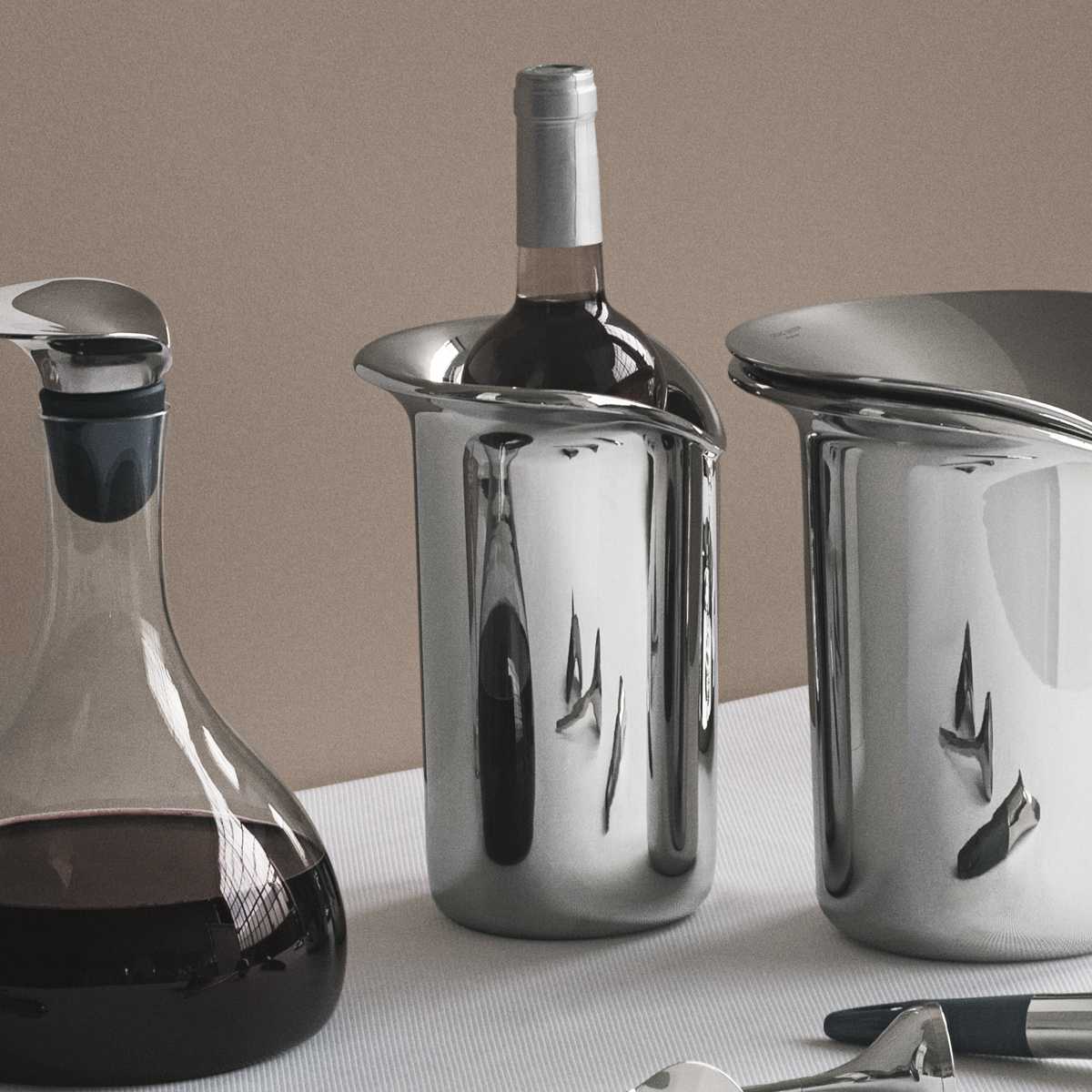 Georg Jensen Silver Wine & Bar Cooler - Elegant Ice Bucket for Chilling Champagne, Wine, and Cocktails at Parties & Events