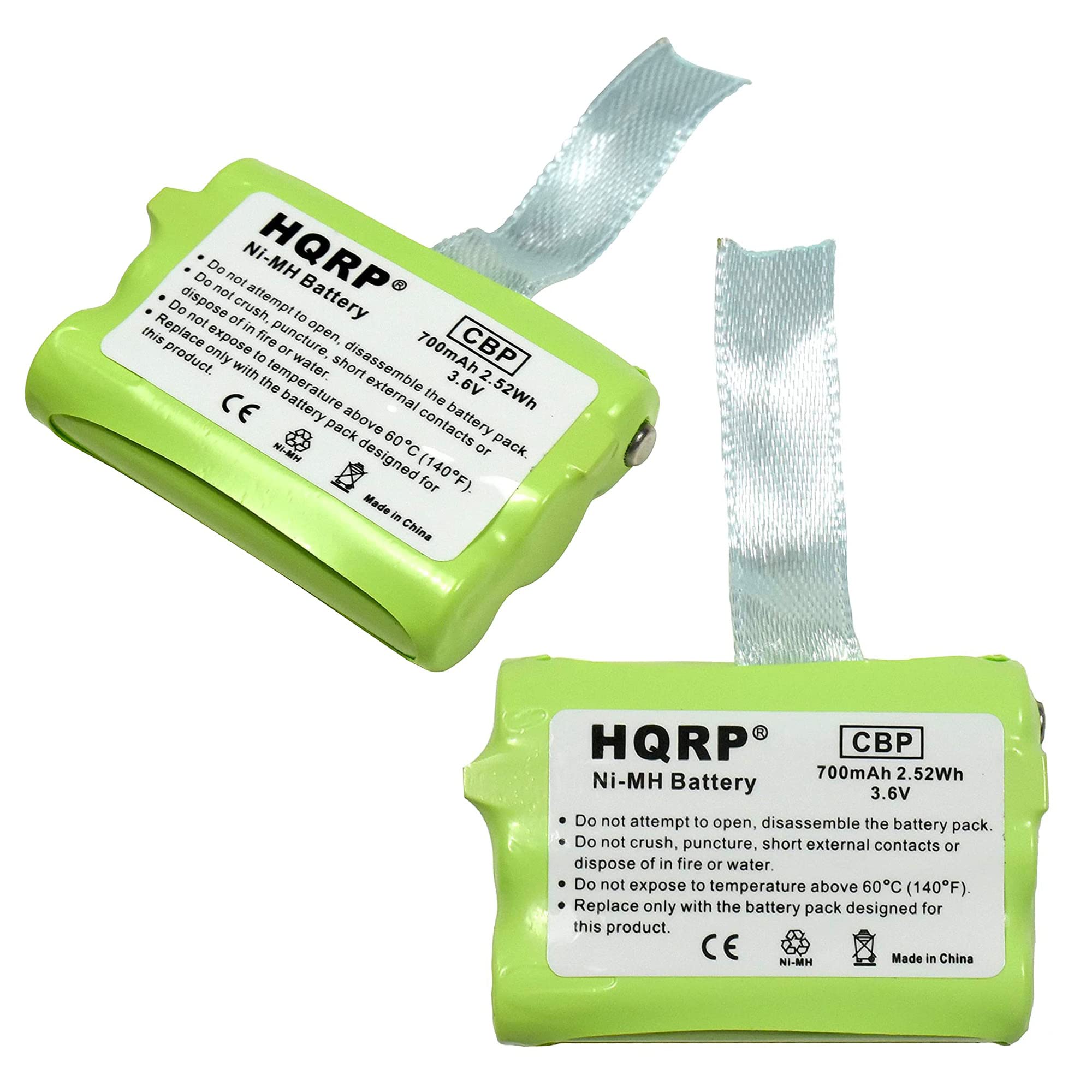 HQRP 2-Pack Rechargeable Cordless Phone Batteries Compatible with Energizer ER-P2419 ERP2419 - Long Lasting Replacement Battery for Home Office Phones - Perfect for Uniden AT&T VTech Panasonic Cordless Phones