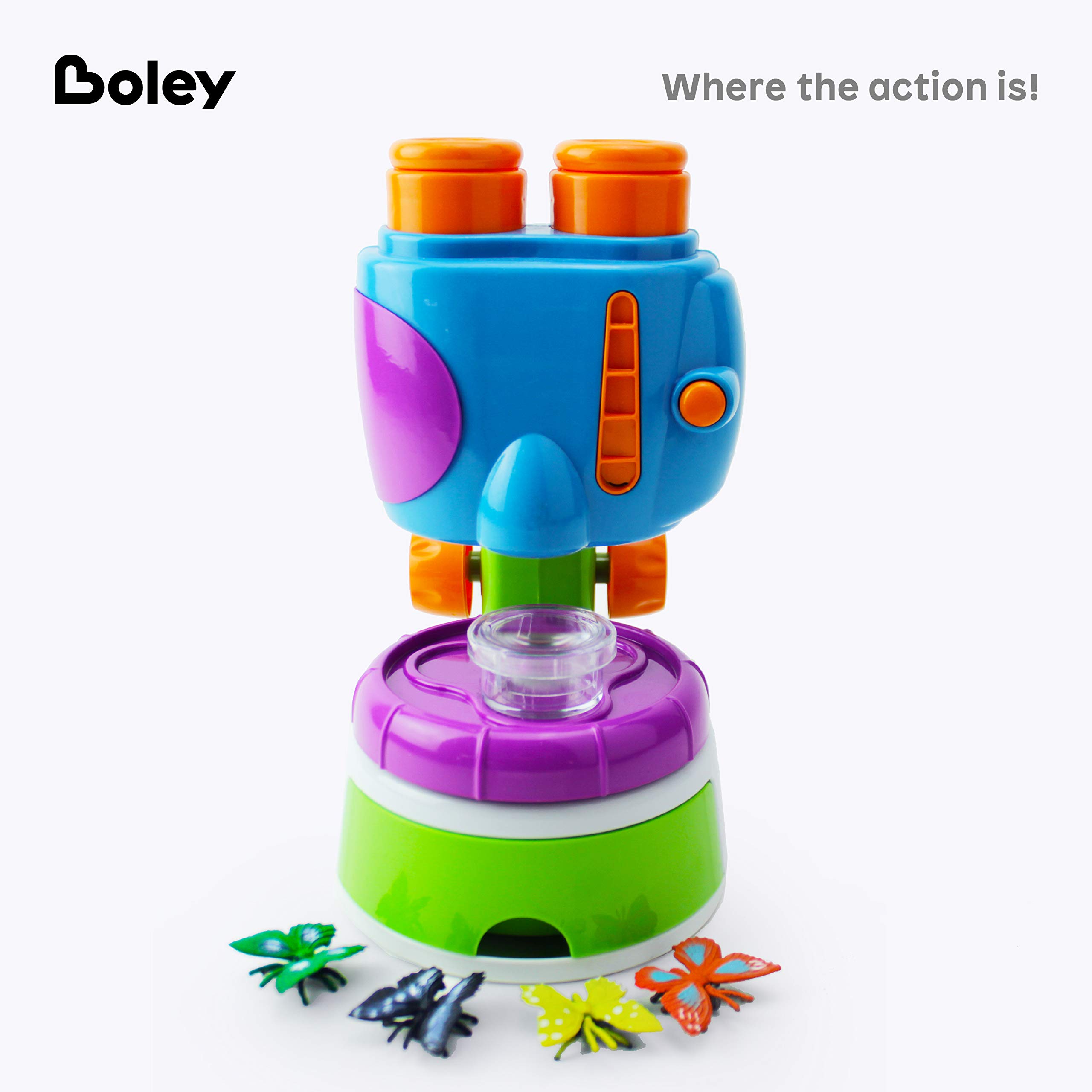 Boley My First Microscope Kit for Kids - STEM Educational Science Toy with Binocular Viewer & Butterfly Specimens - Beginner Microscope Set for Toddlers & Preschoolers - Perfect for Home Learning, Classroom Science Activities & Birthday Gifts
