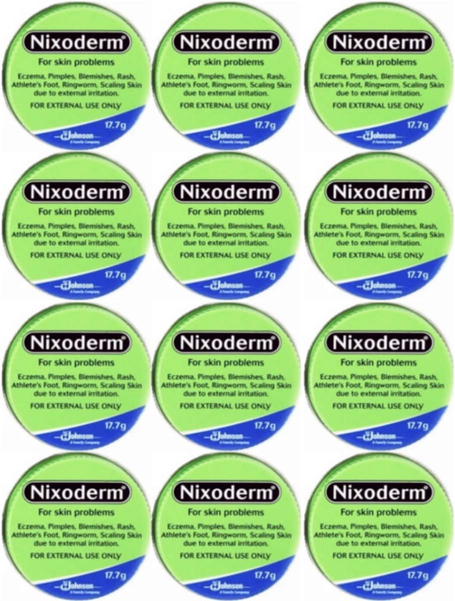 Nixoderm Cream for Eczema Treatment - Relieves Blemishes, Pimples, Rashes & Athlete's Foot - Medicated Skin Care Solution (12-Pack) - Perfect for Daily Use on Face, Body & Feet